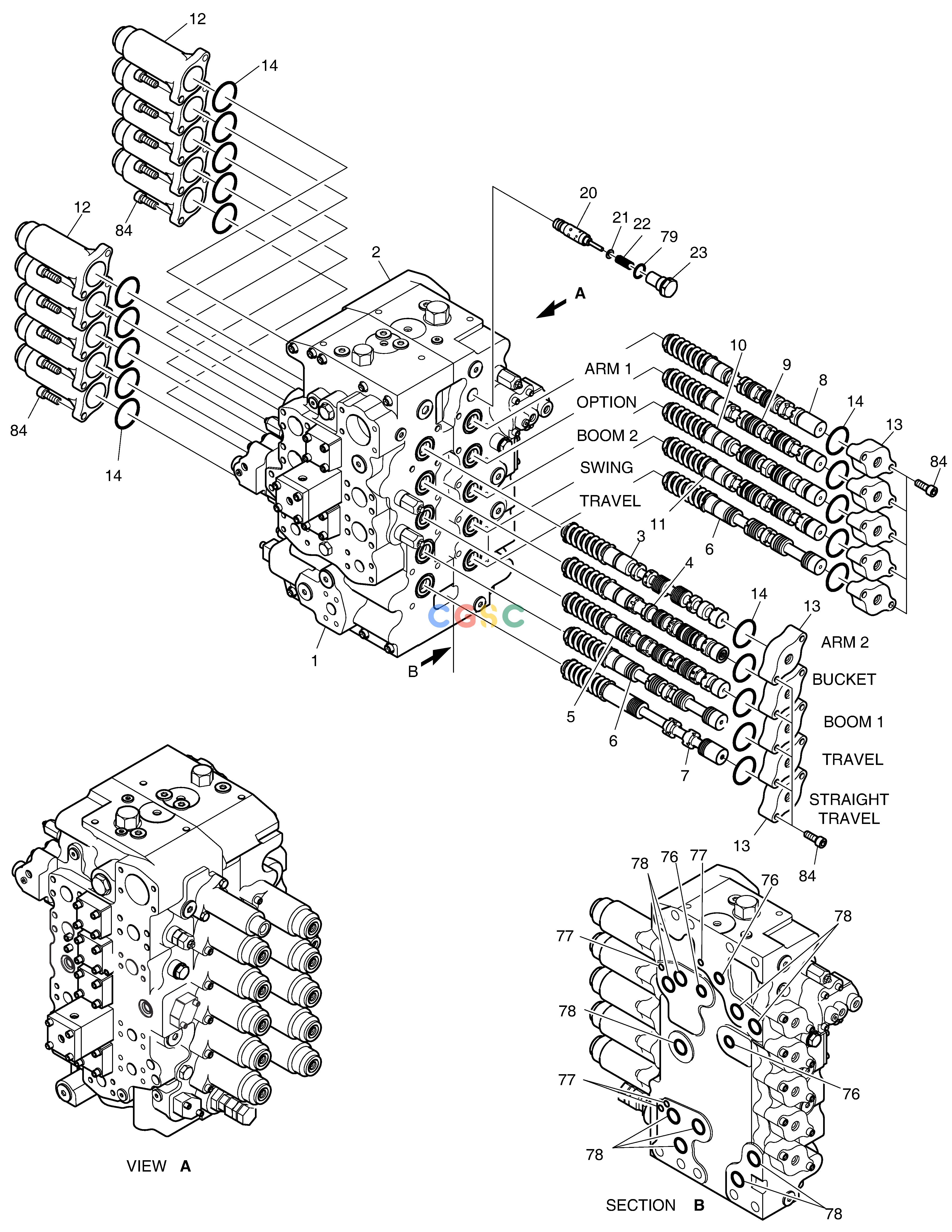 斗山零件查询CONTROL VALVE(2) DX420LC-5(S/N:10001~10010) Doosan parts catalog online