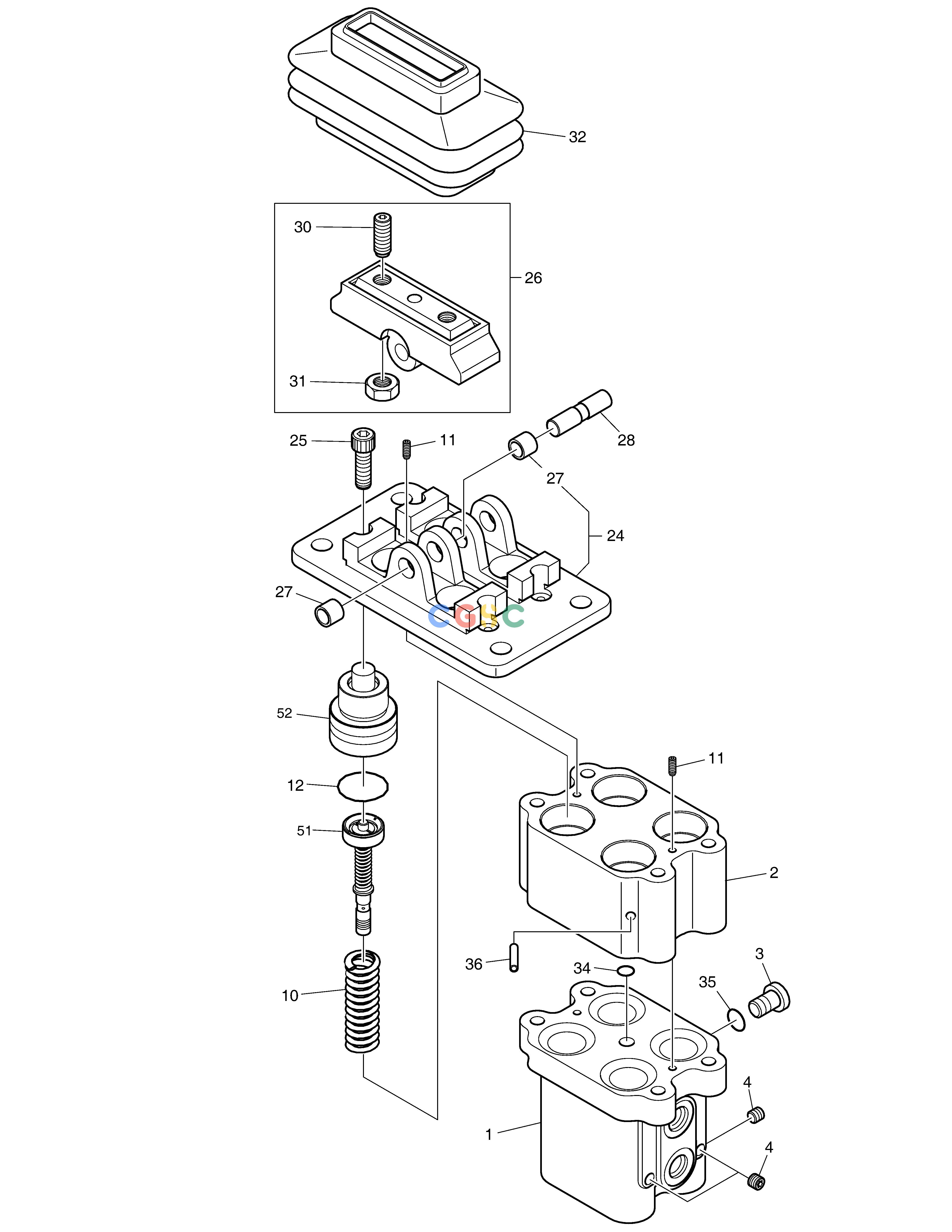 斗山零件查询PEDAL VALVE DX420LC-5(S/N:10001~10010) Doosan parts catalog online