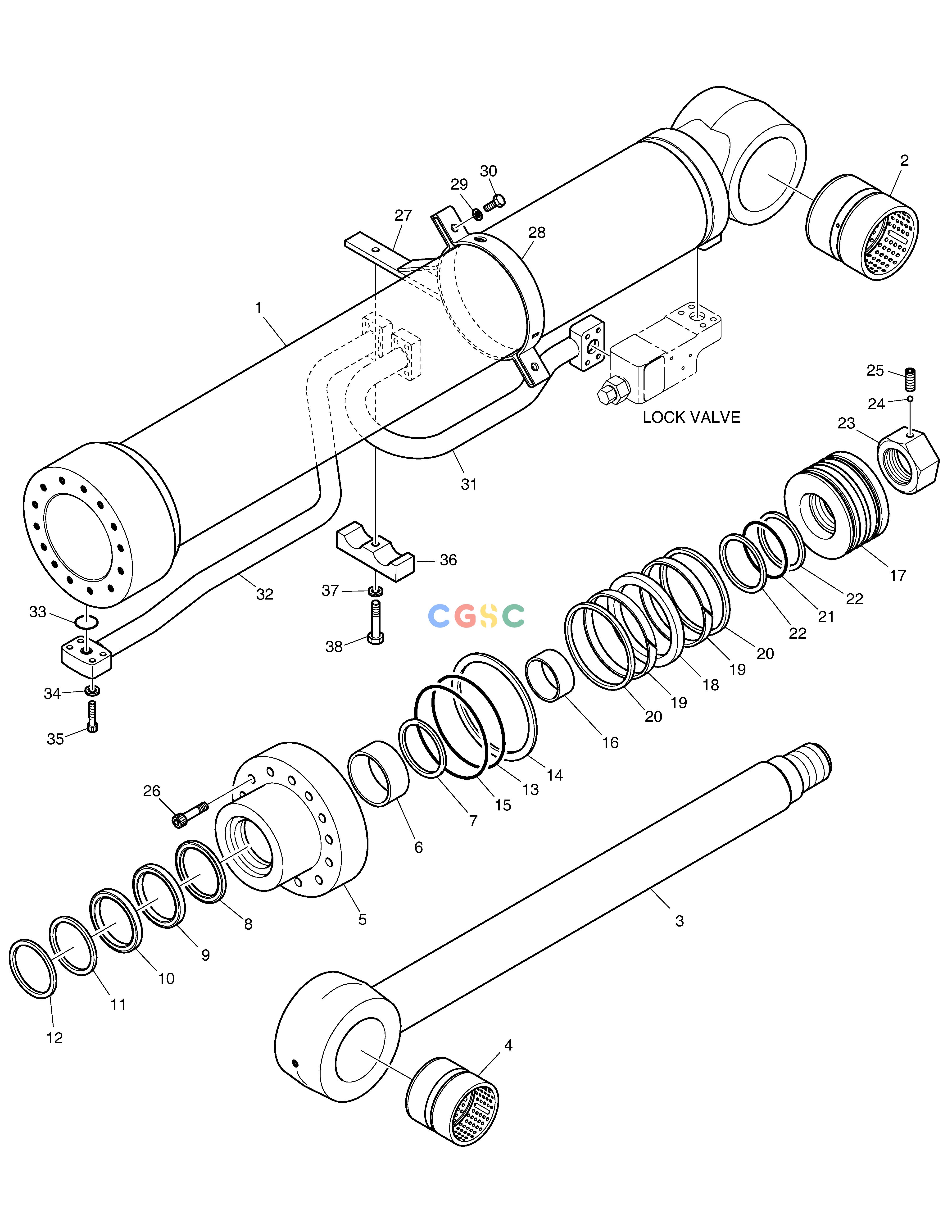 斗山零件查询BOOM CYLINDER(L.H)-LOCK VALVE DX420LC-5(S/N:10001~10010) Doosan parts catalog online