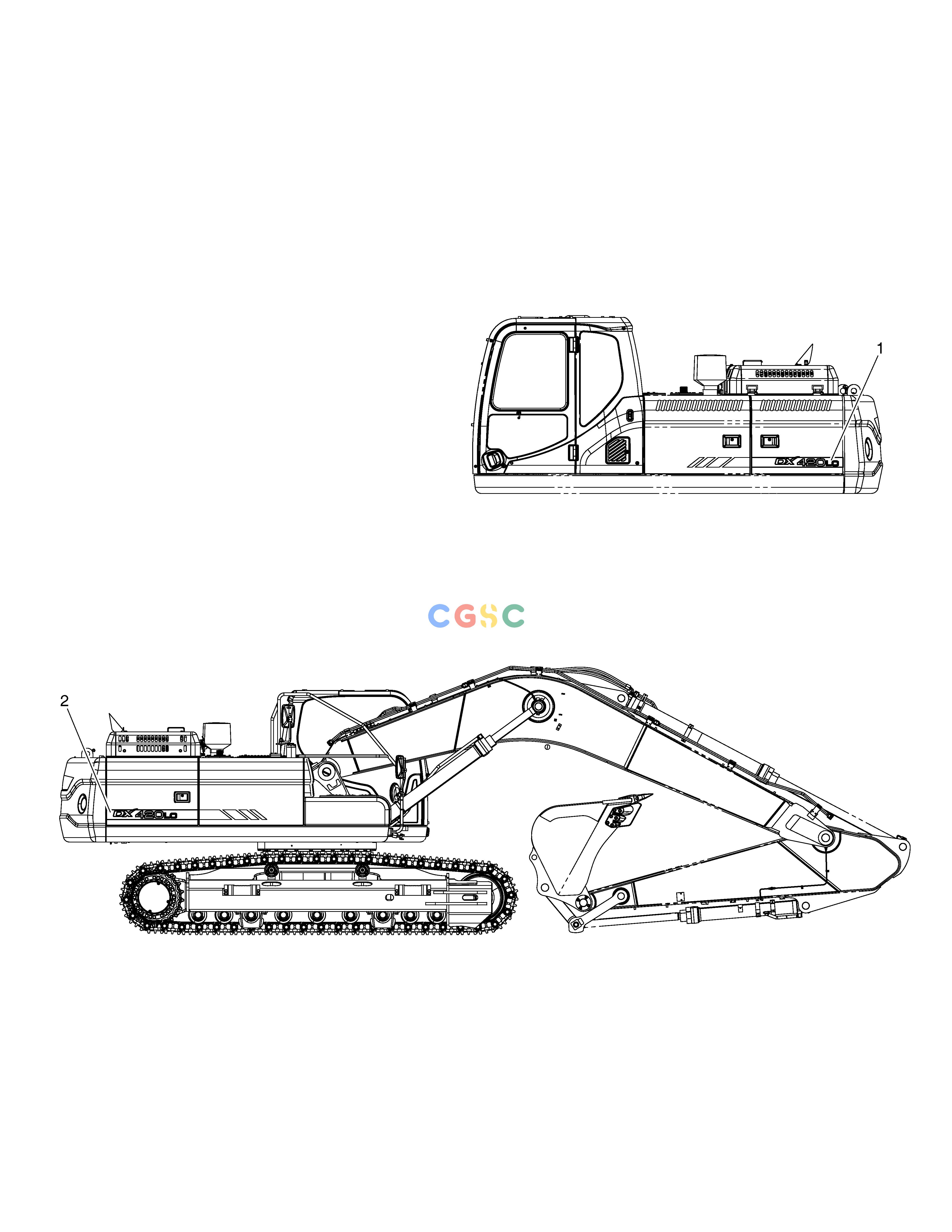 斗山零件查询DECAL - MACHINE NAME DX420LC-5(S/N:10001~10010) Doosan parts catalog online