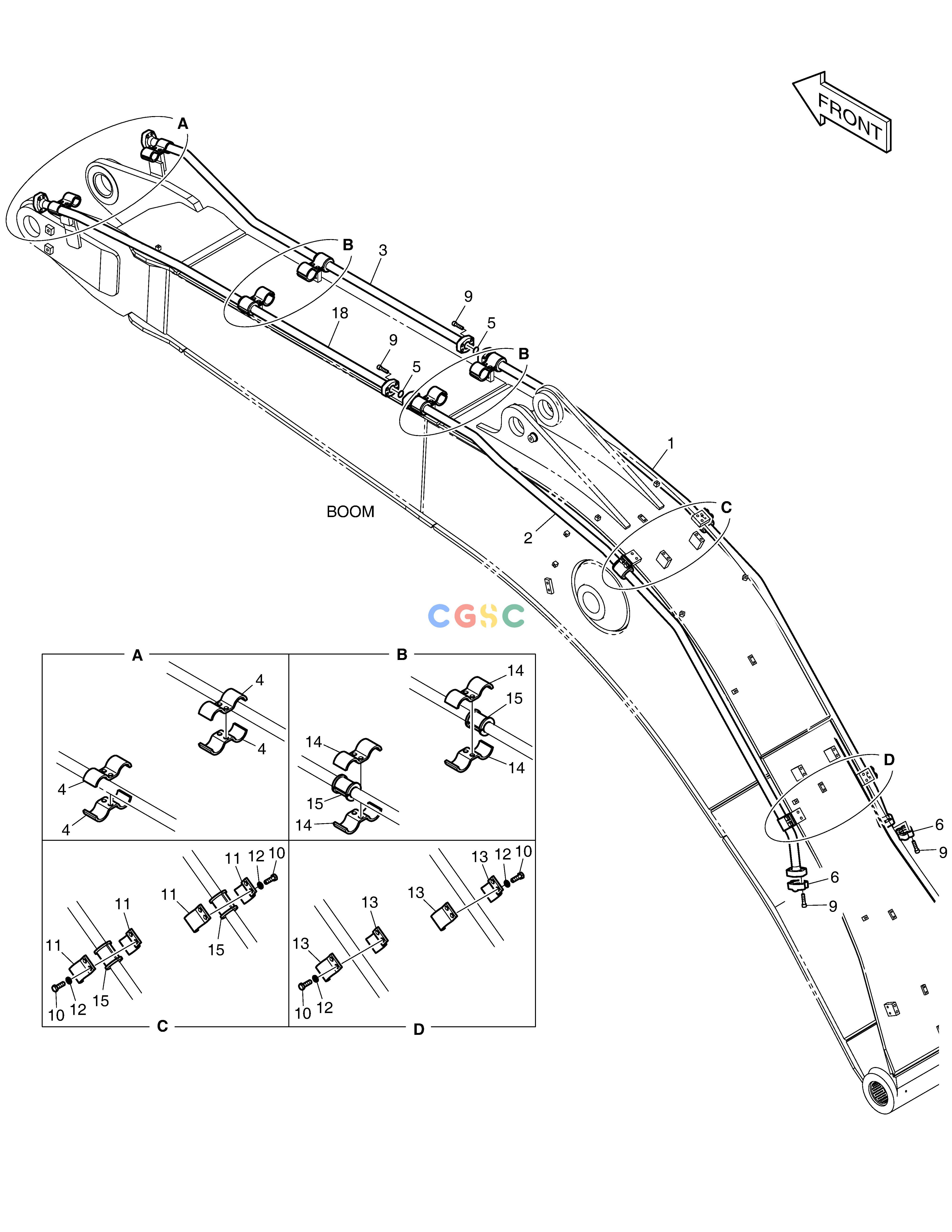 斗山零件查询BOOM PIPING - ONE & TWO WAY DX420LC-5(S/N:10001~10010) Doosan parts catalog online