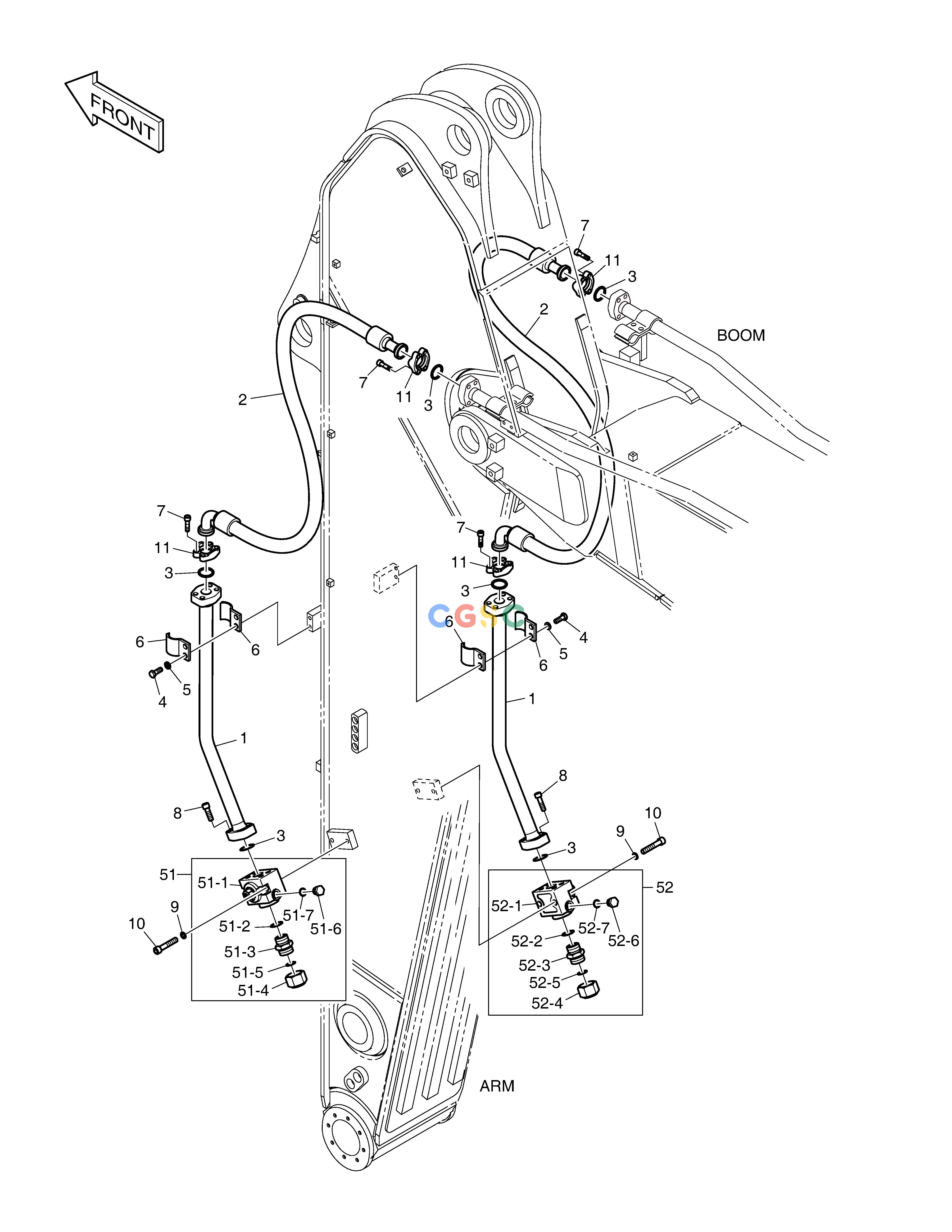 斗山零件查询ARM PIPING - ONE & TWO WAY(ARM 3.25m) DX420LC-5(S/N:10001~10010) Doosan parts catalog online