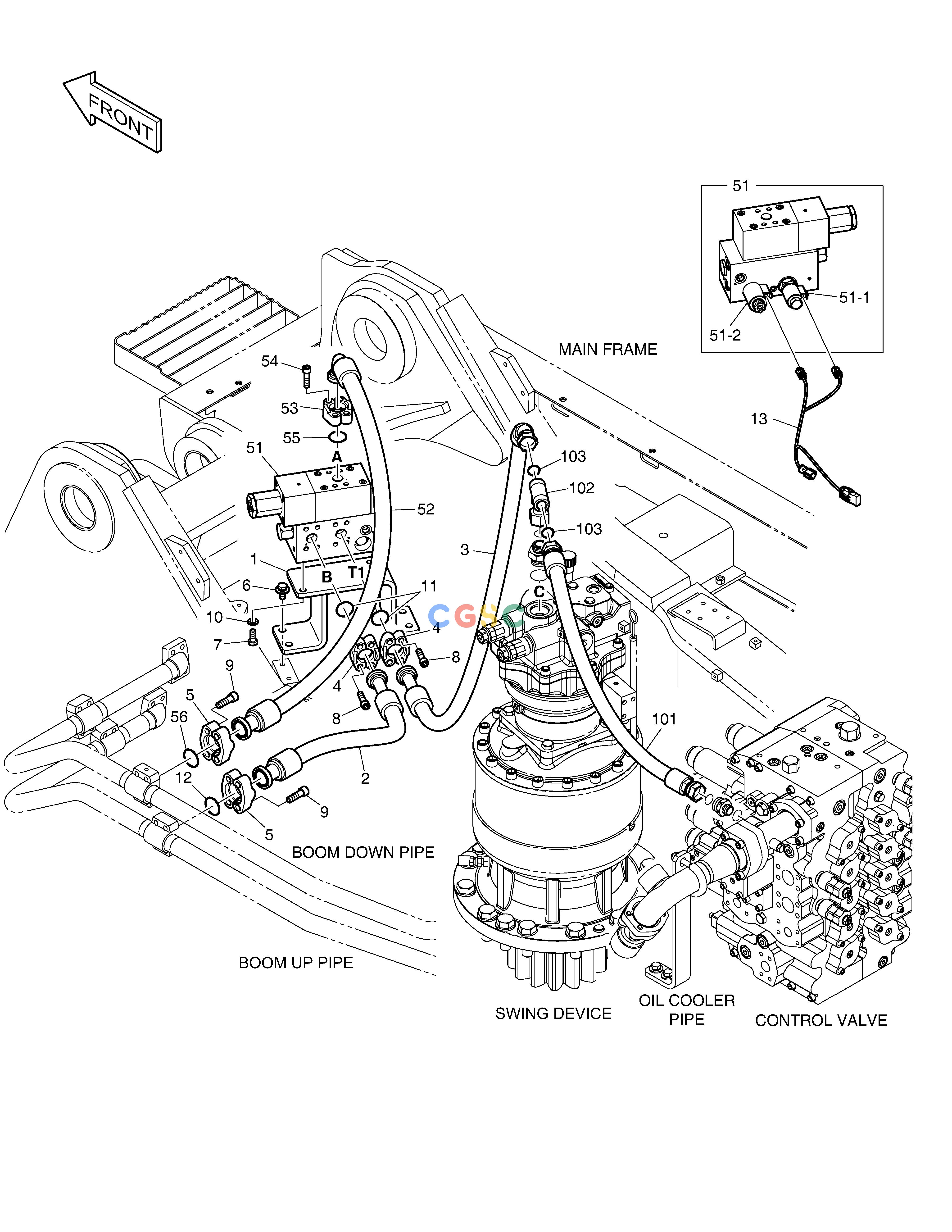 斗山零件查询MAIN PIPING - BOOM FLOATING DX420LC-5(S/N:10001~10010) Doosan parts catalog online