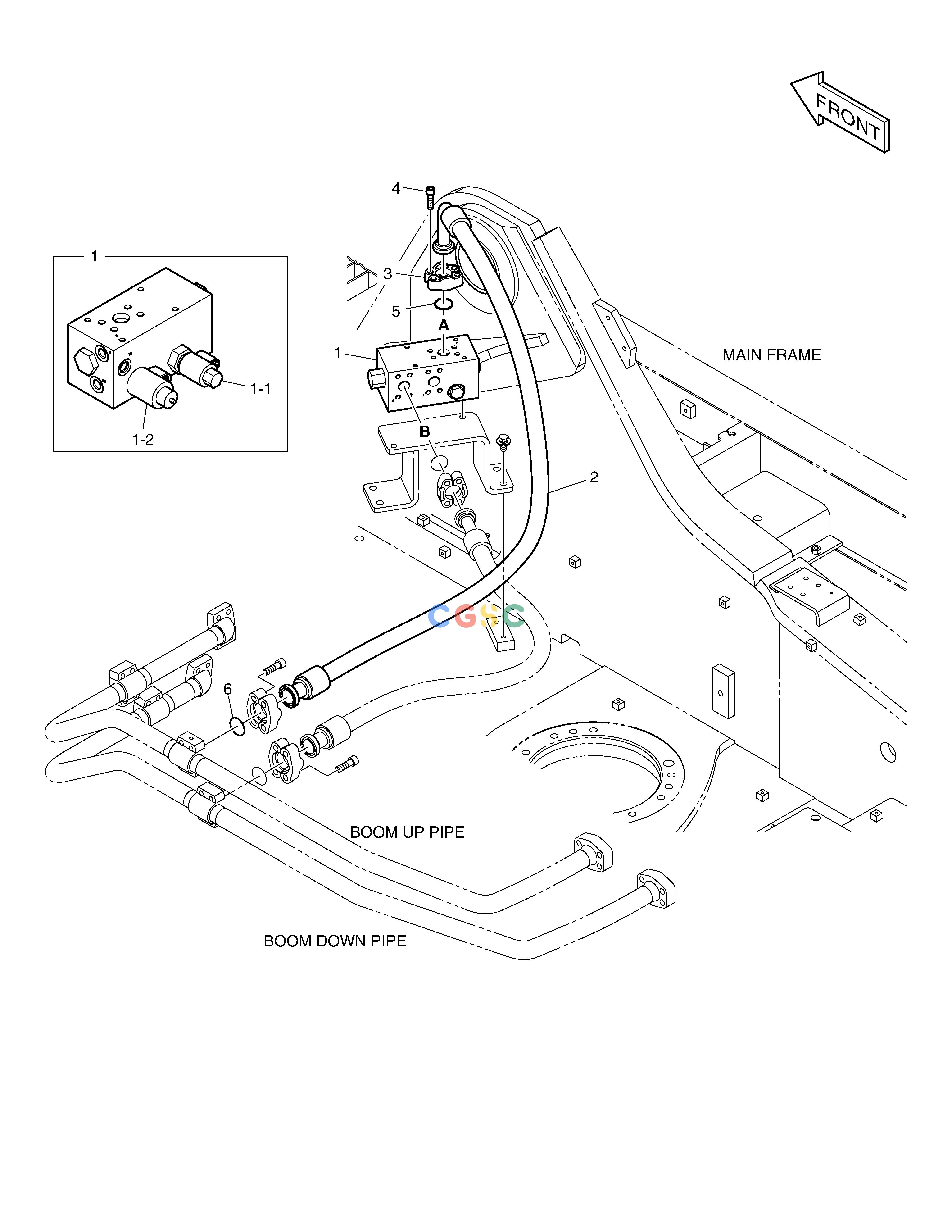 斗山零件查询MAIN PIPING - BOOM FLOATING(LOCK V/V) DX420LC-5(S/N:10001~10010) Doosan parts catalog online