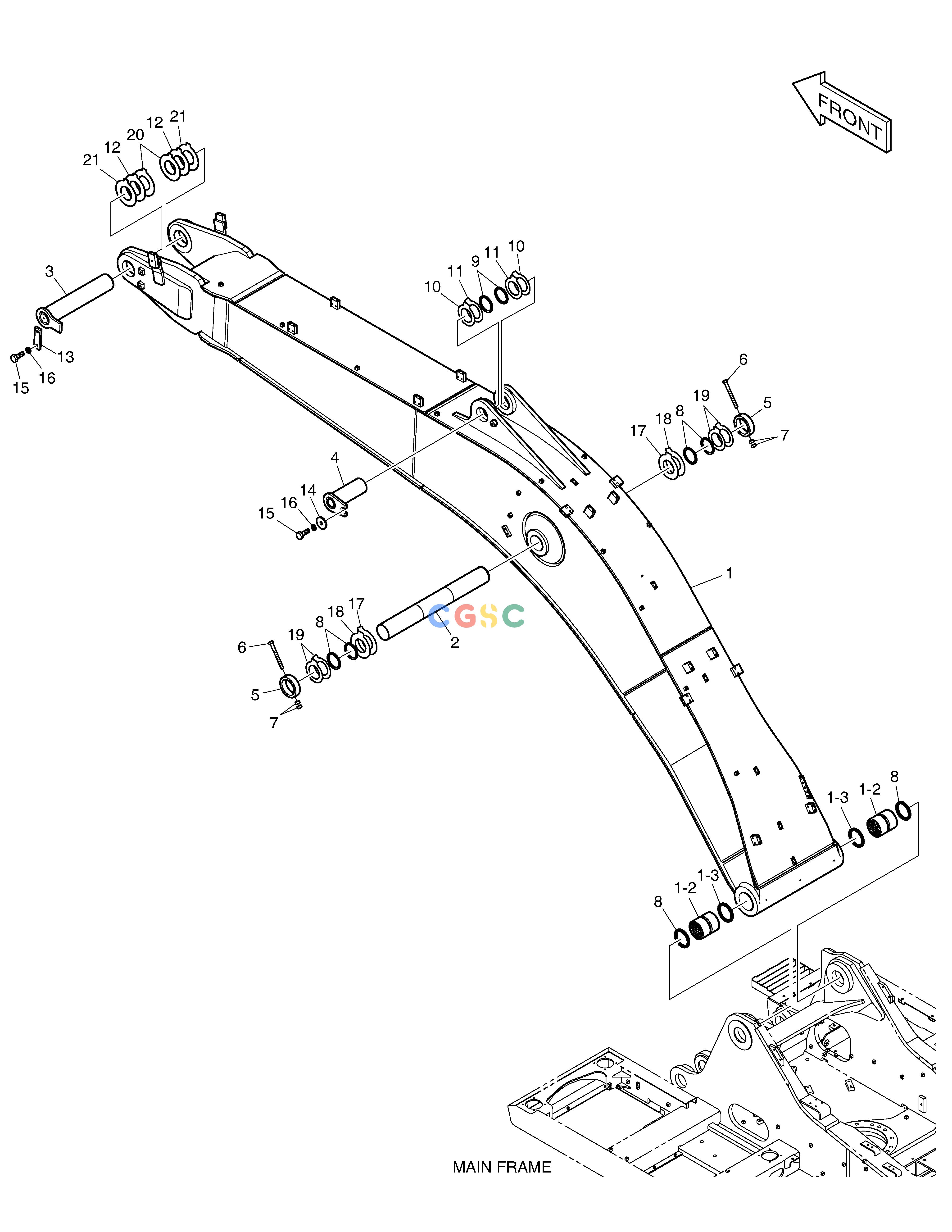 斗山零件查询BOOM - 6.7m(HEAVY DUTY) DX420LC-5(S/N:10001~10010) Doosan parts catalog online