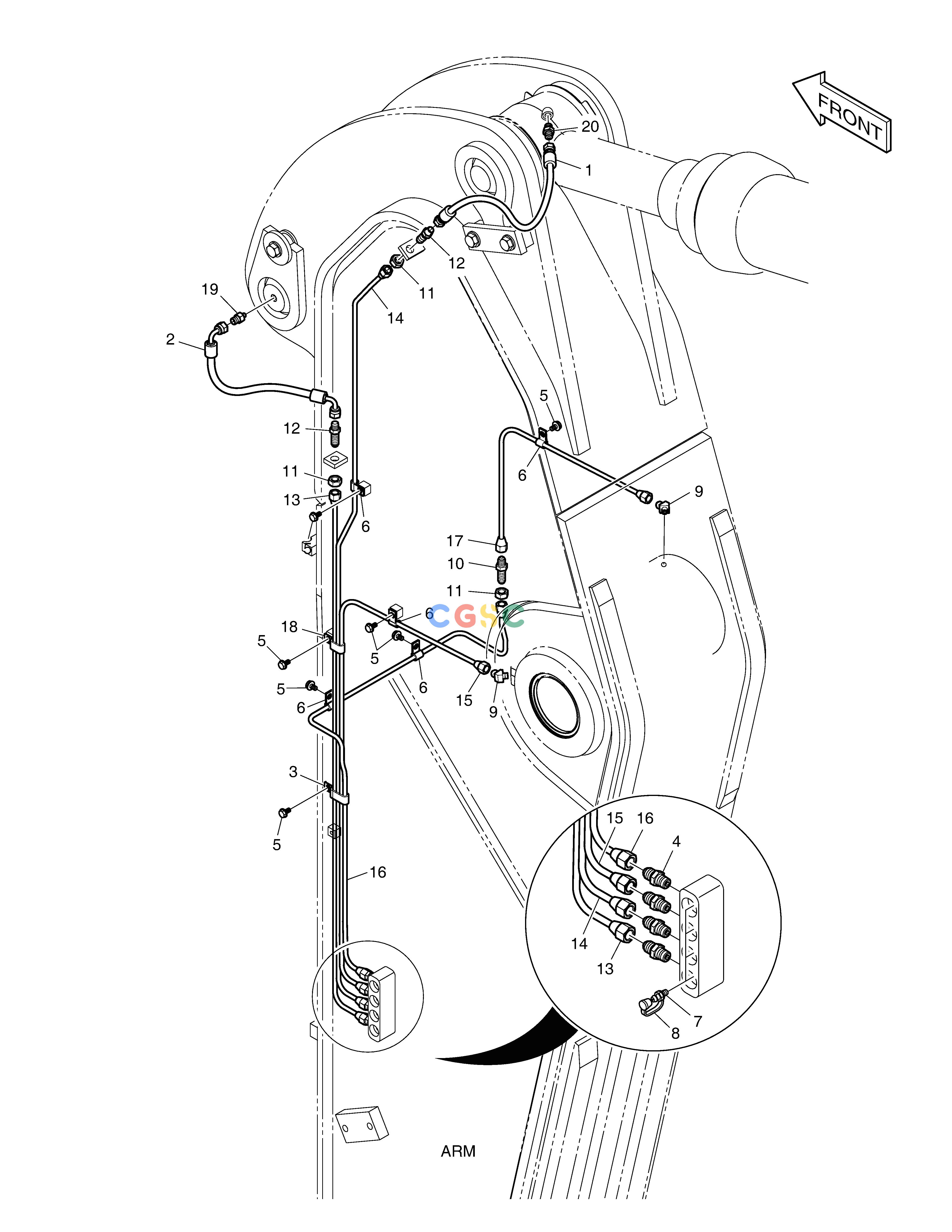 斗山零件查询LUBRICATION PIPING - ARM 2.6m DX420LC-5(S/N:10001~10010) Doosan parts catalog online