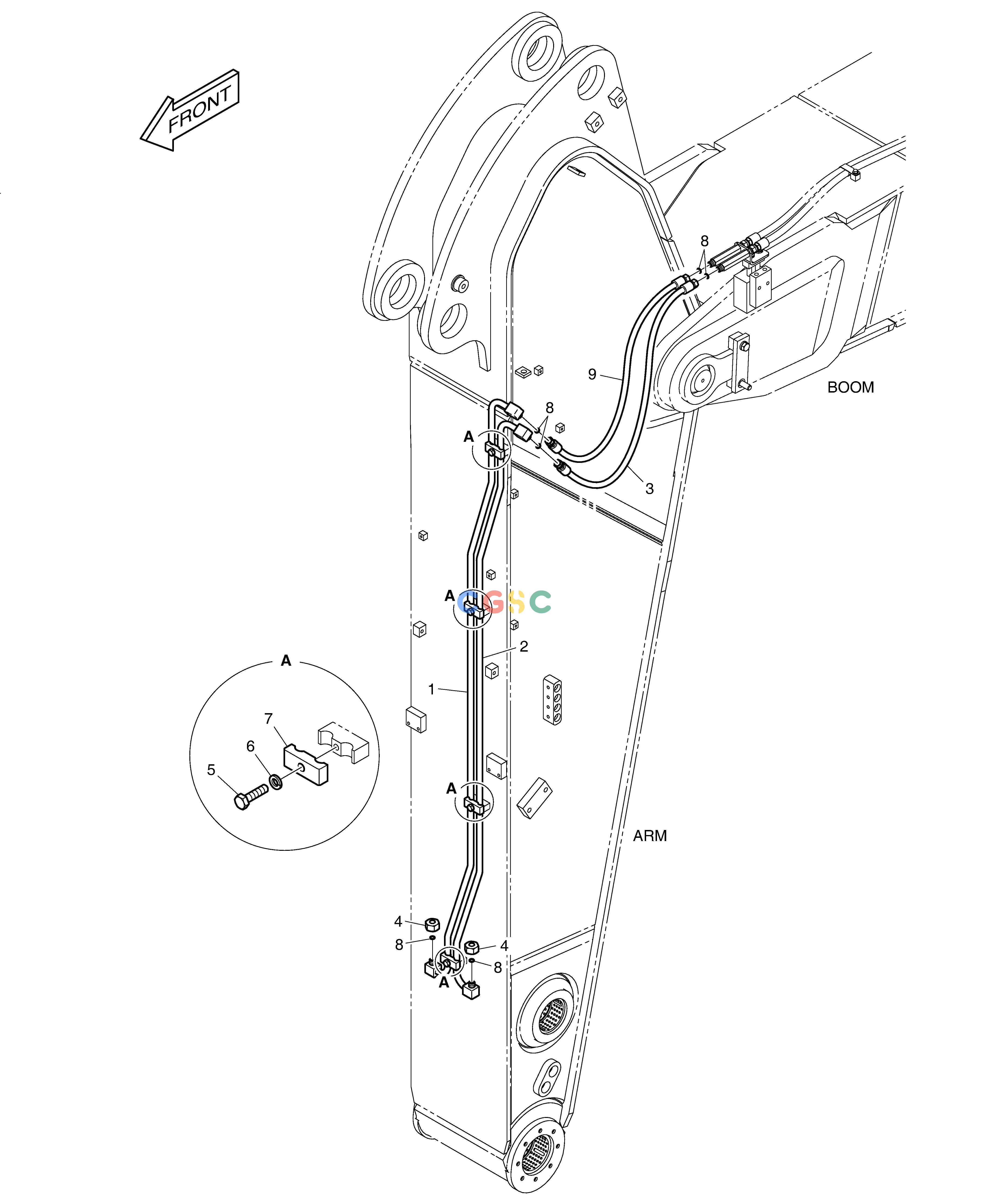 斗山零件查询ARM PIPING - QUICK FIT(ARM 2.6m) DX420LC-5(S/N:10001~10010) Doosan parts catalog online
