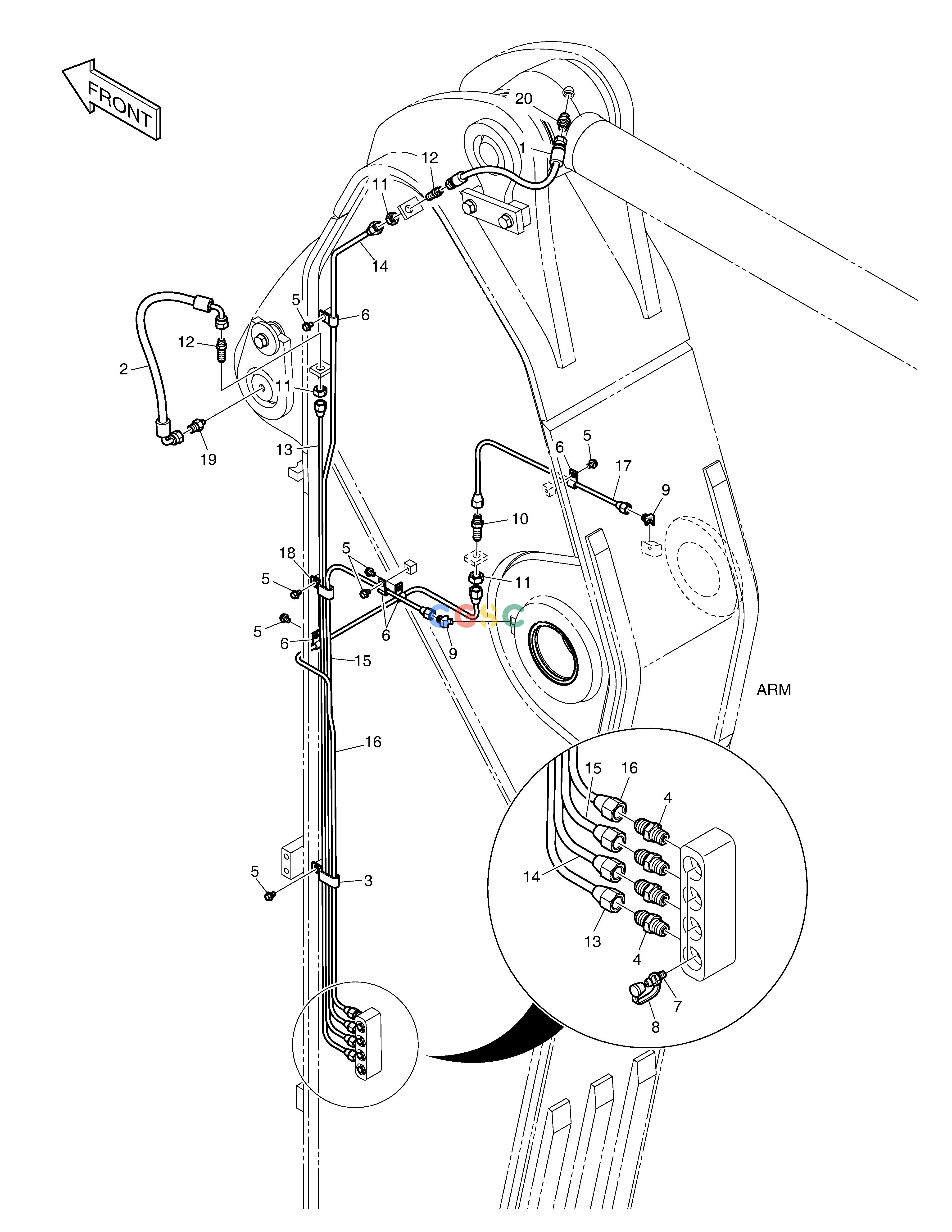 斗山零件查询LUBRICATION PIPING - ARM 2.95m DX420LC-5(S/N:10001~10010) Doosan parts catalog online