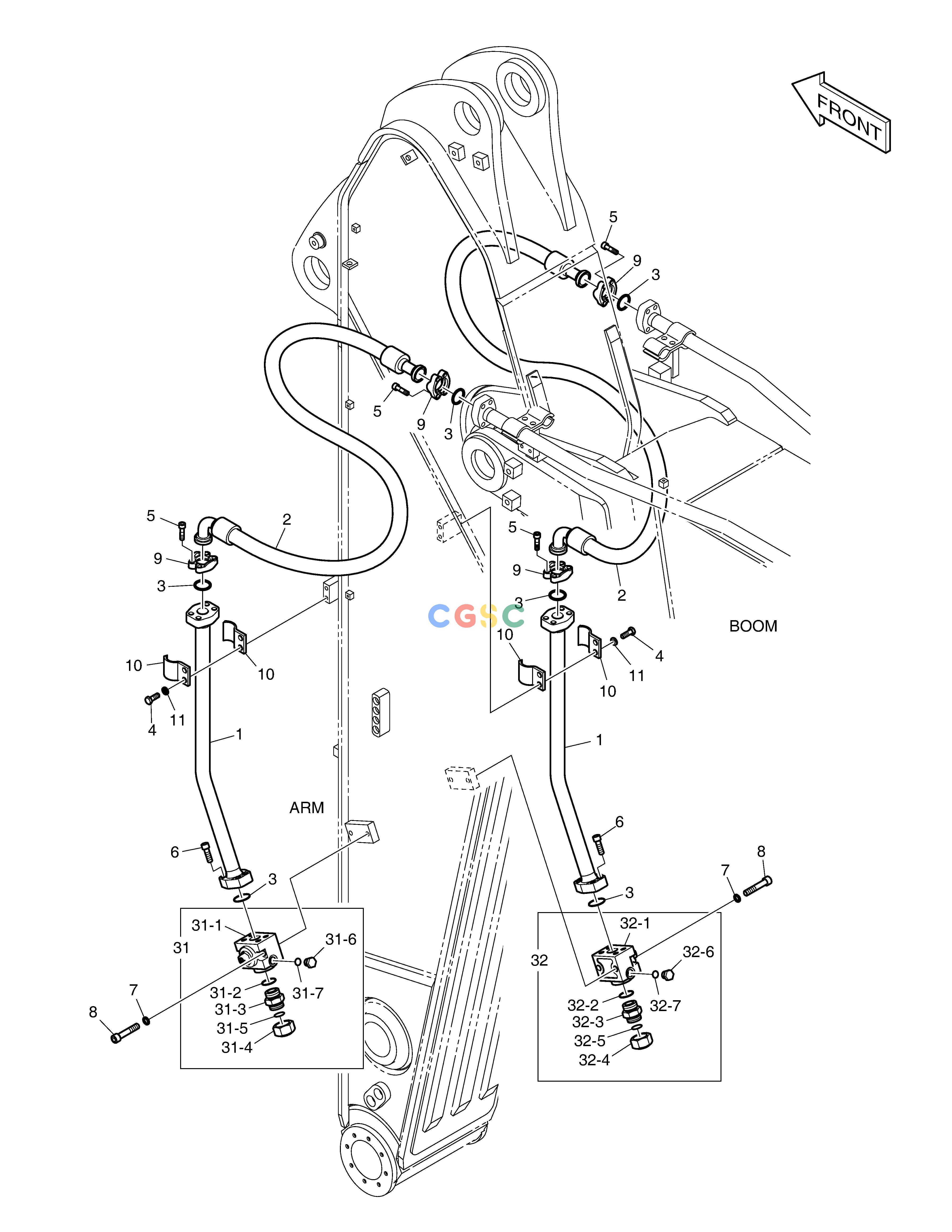 斗山零件查询ARM PIPING - ONE & TWO WAY(ARM 2.95m) DX420LC-5(S/N:10001~10010) Doosan parts catalog online