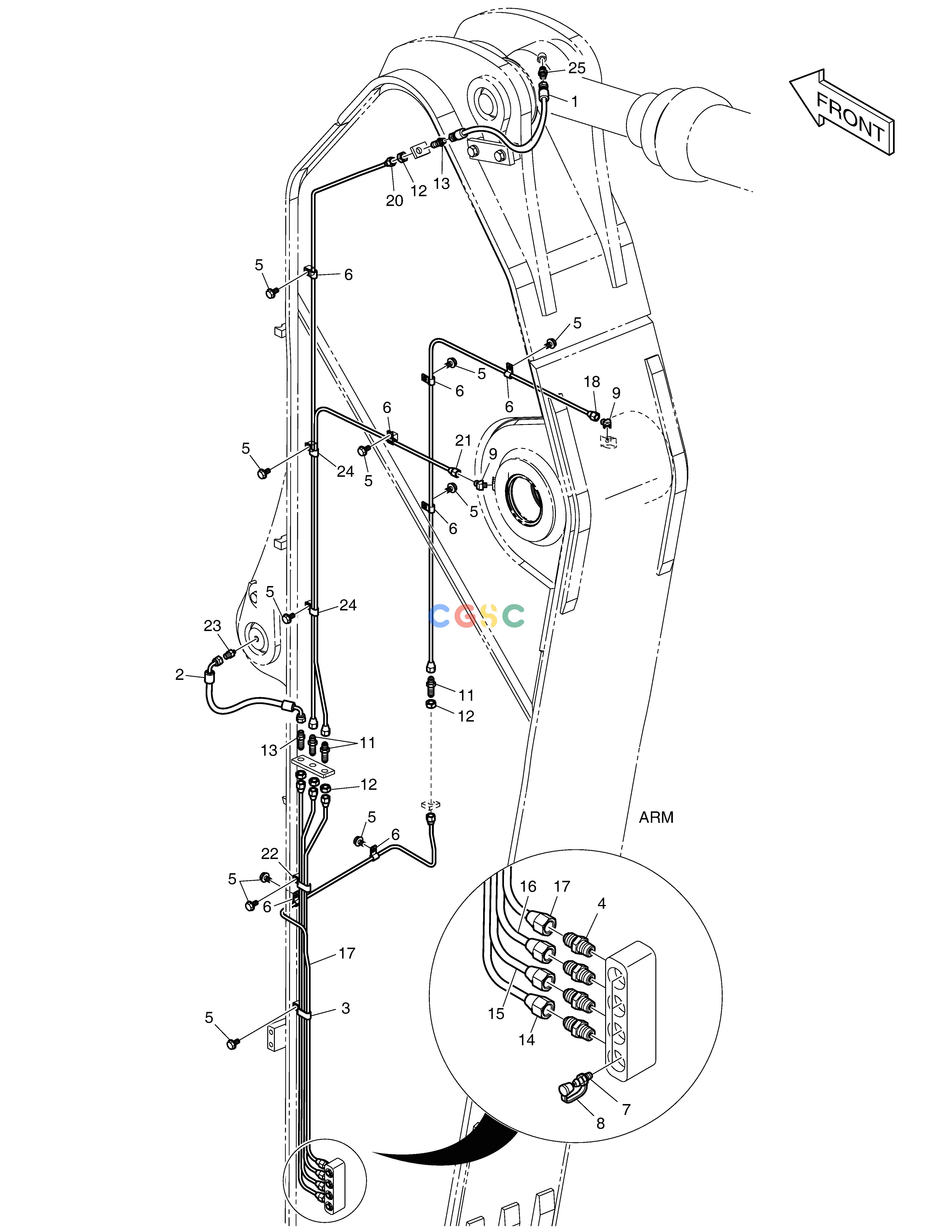 斗山零件查询LUBRICATION PIPING - ARM 3.95m DX420LC-5(S/N:10001~10010) Doosan parts catalog online