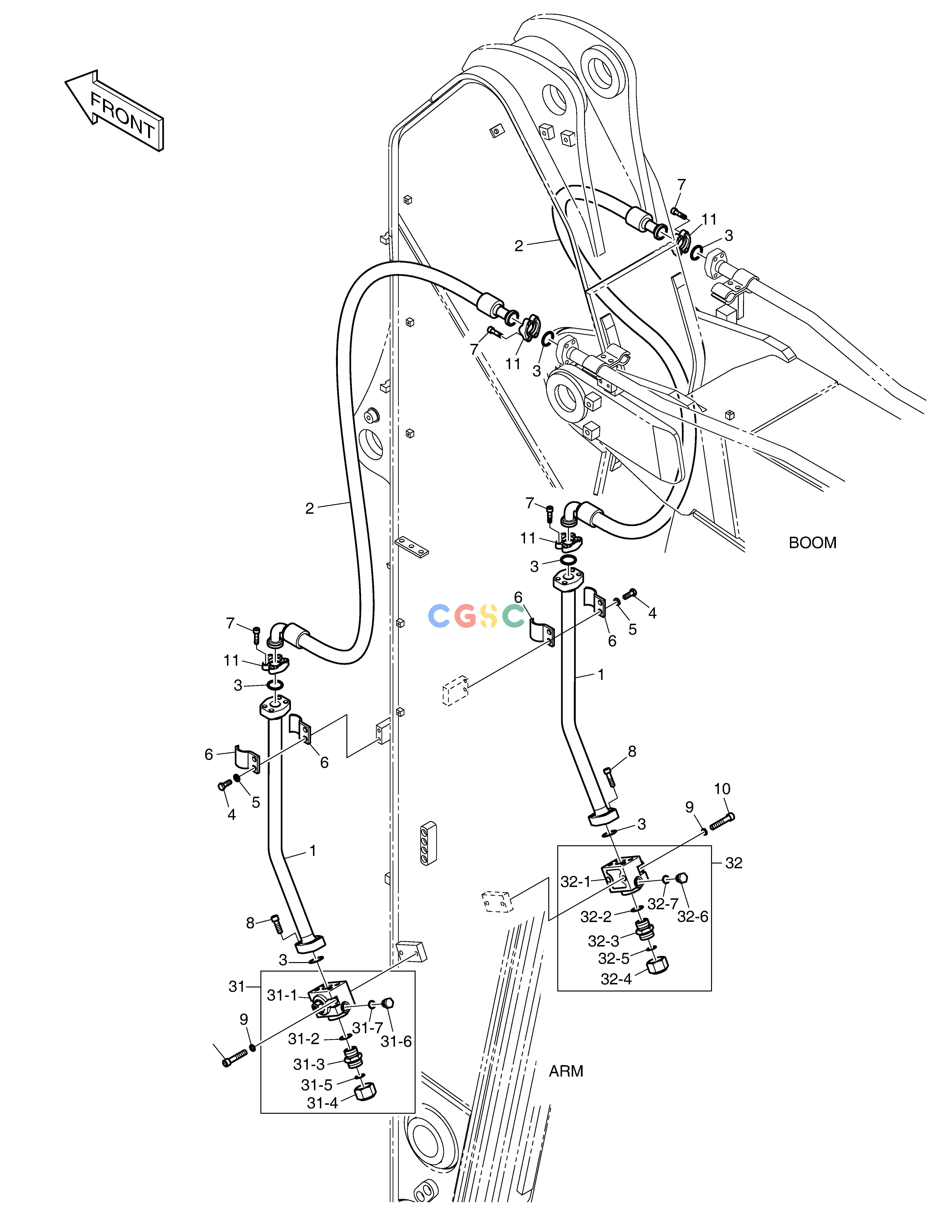 斗山零件查询ARM PIPING - ONE & TWO WAY(ARM 3.95m) DX420LC-5(S/N:10001~10010) Doosan parts catalog online