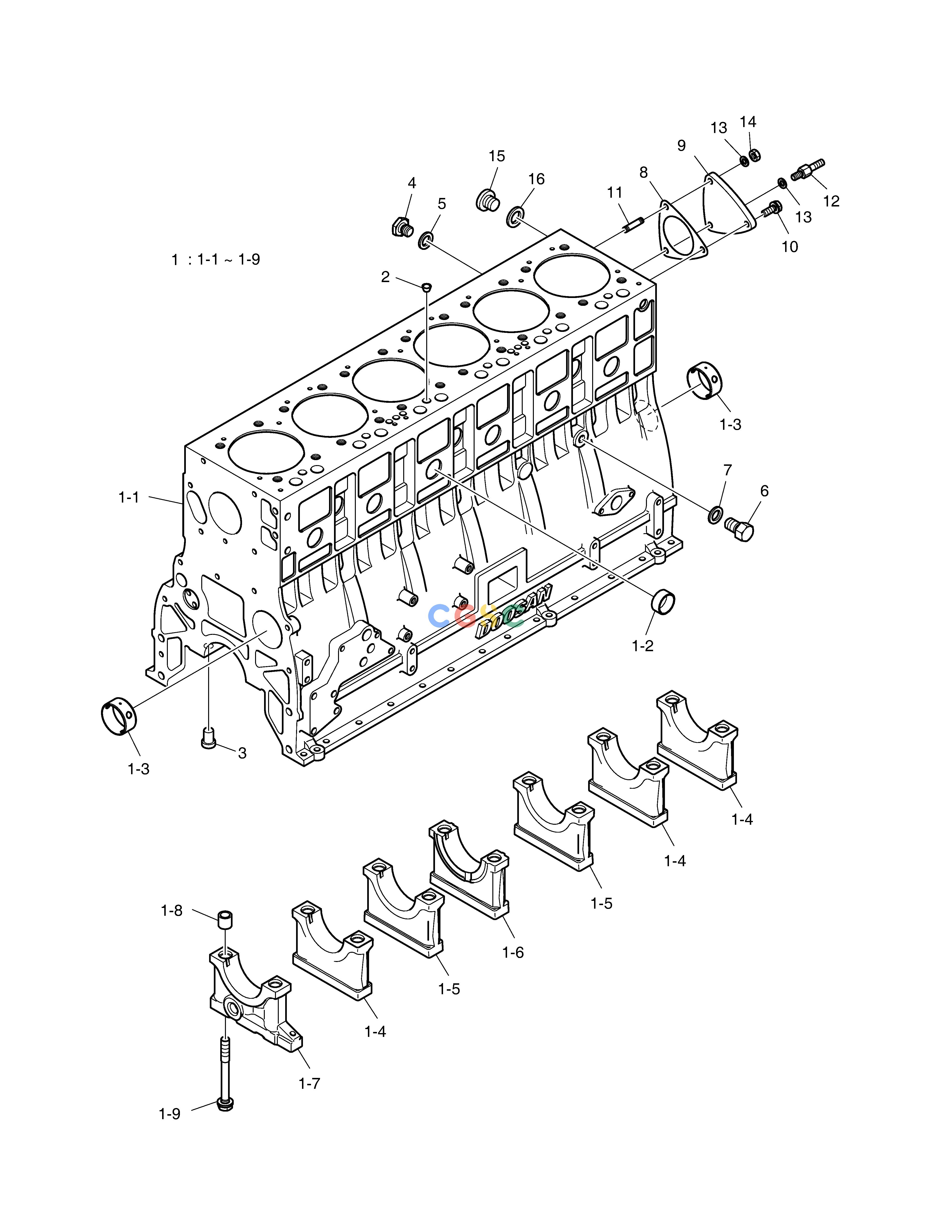 斗山零件查询CYLINDER BLOCK SD310 Doosan parts catalog online