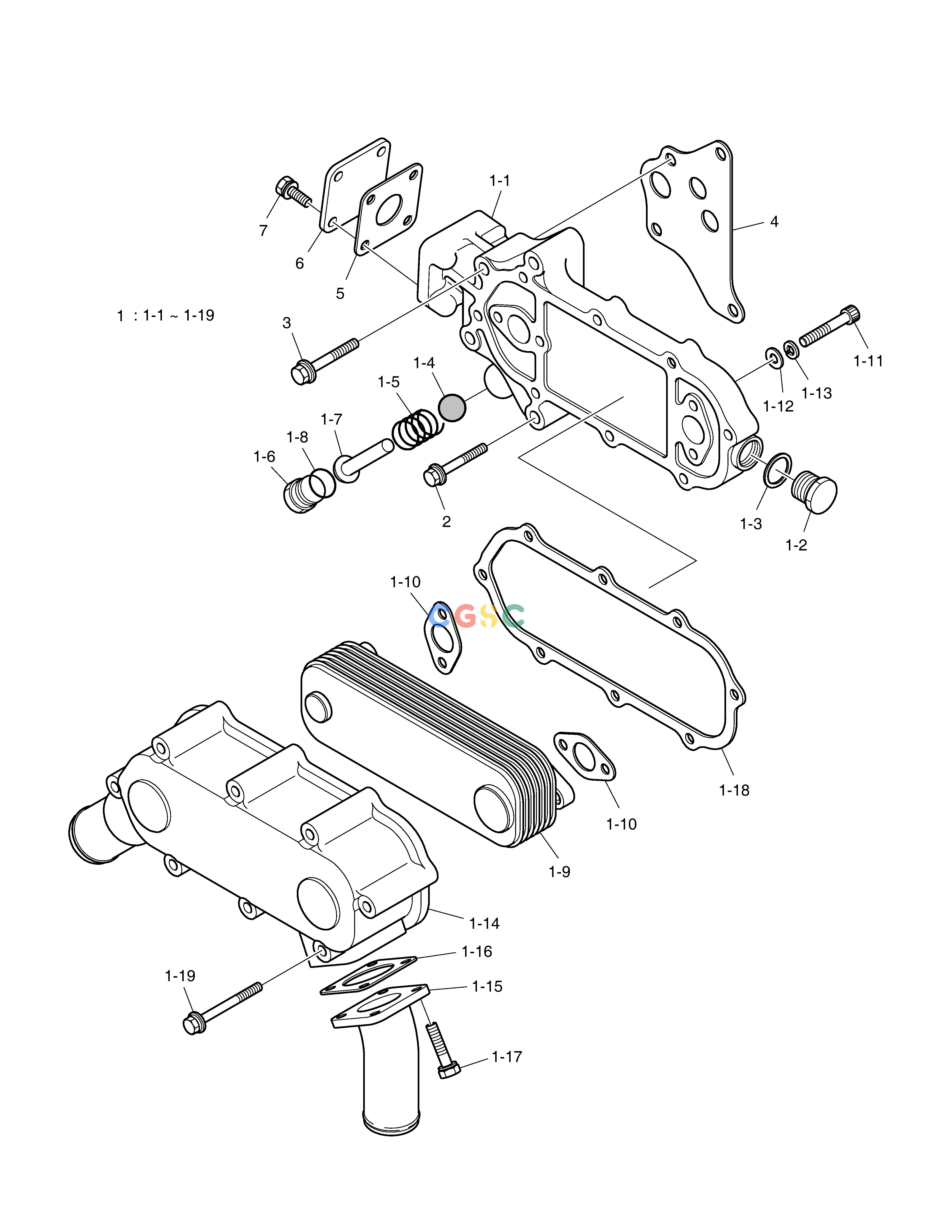斗山零件查询OIL COOLER SD310 Doosan parts catalog online