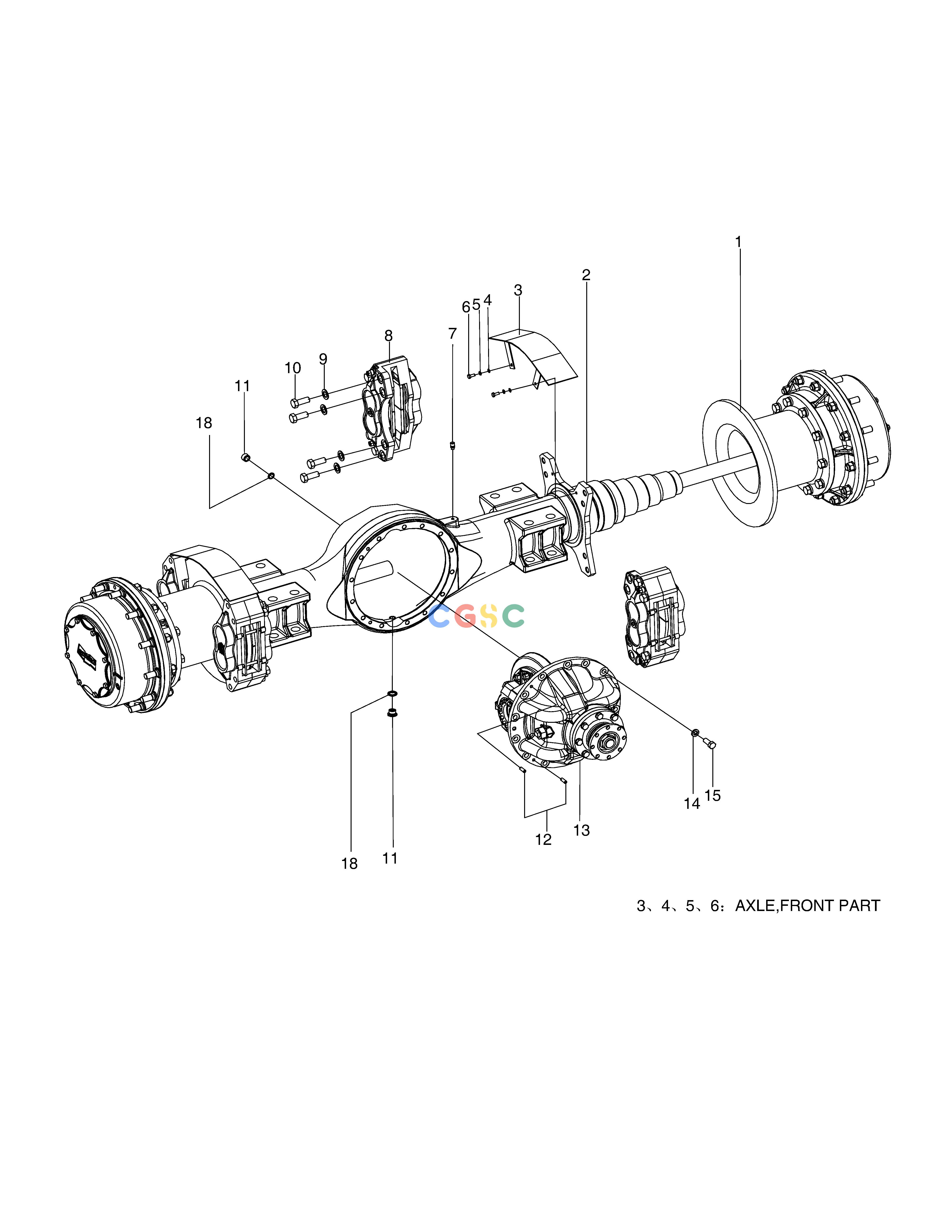 斗山零件查询AXLE ASS'Y - FRONT AND REAR AXLE(DISD) SD310 Doosan parts catalog online