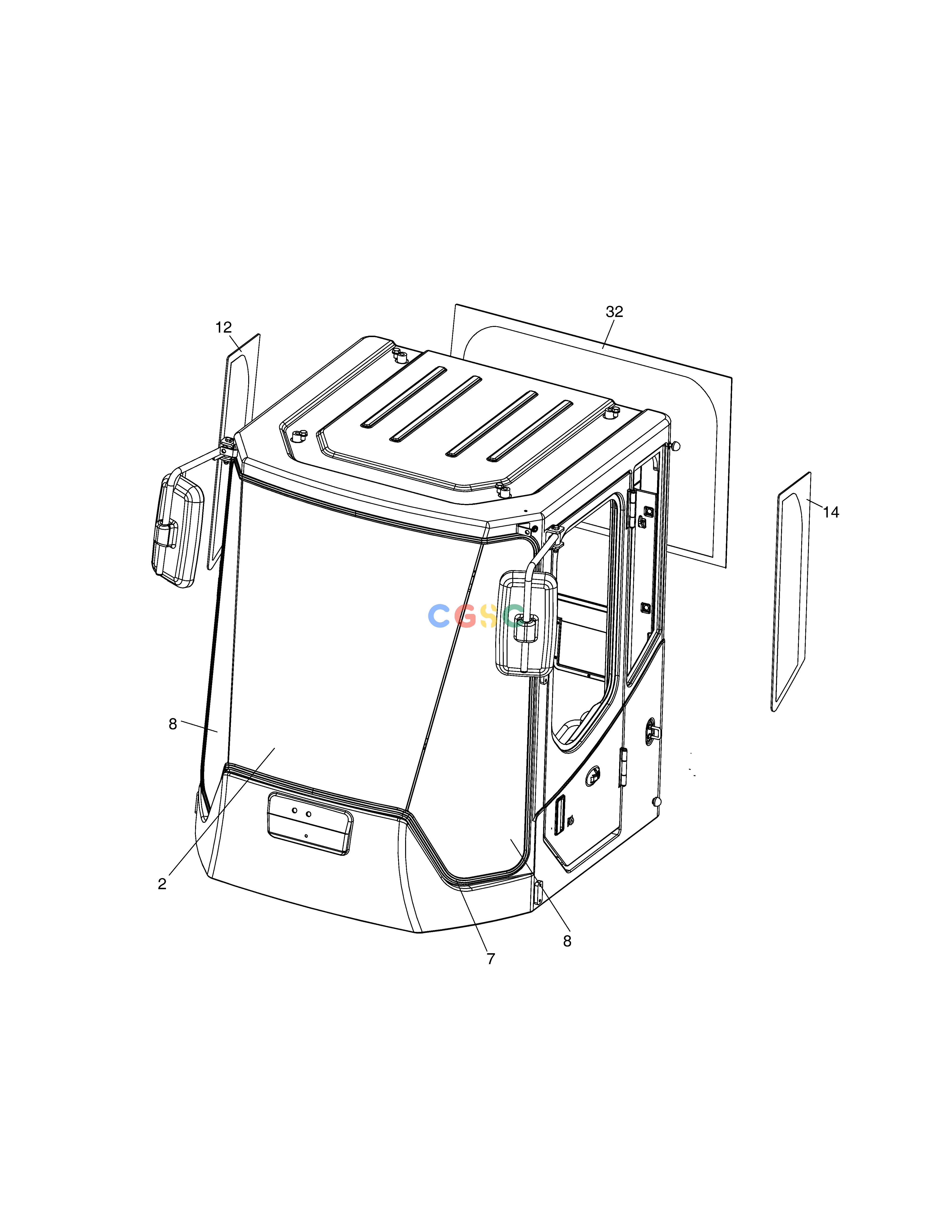 斗山零件查询CABIN(5) - GLASS;ROPS&TINTED GLASS SD310 Doosan parts catalog online
