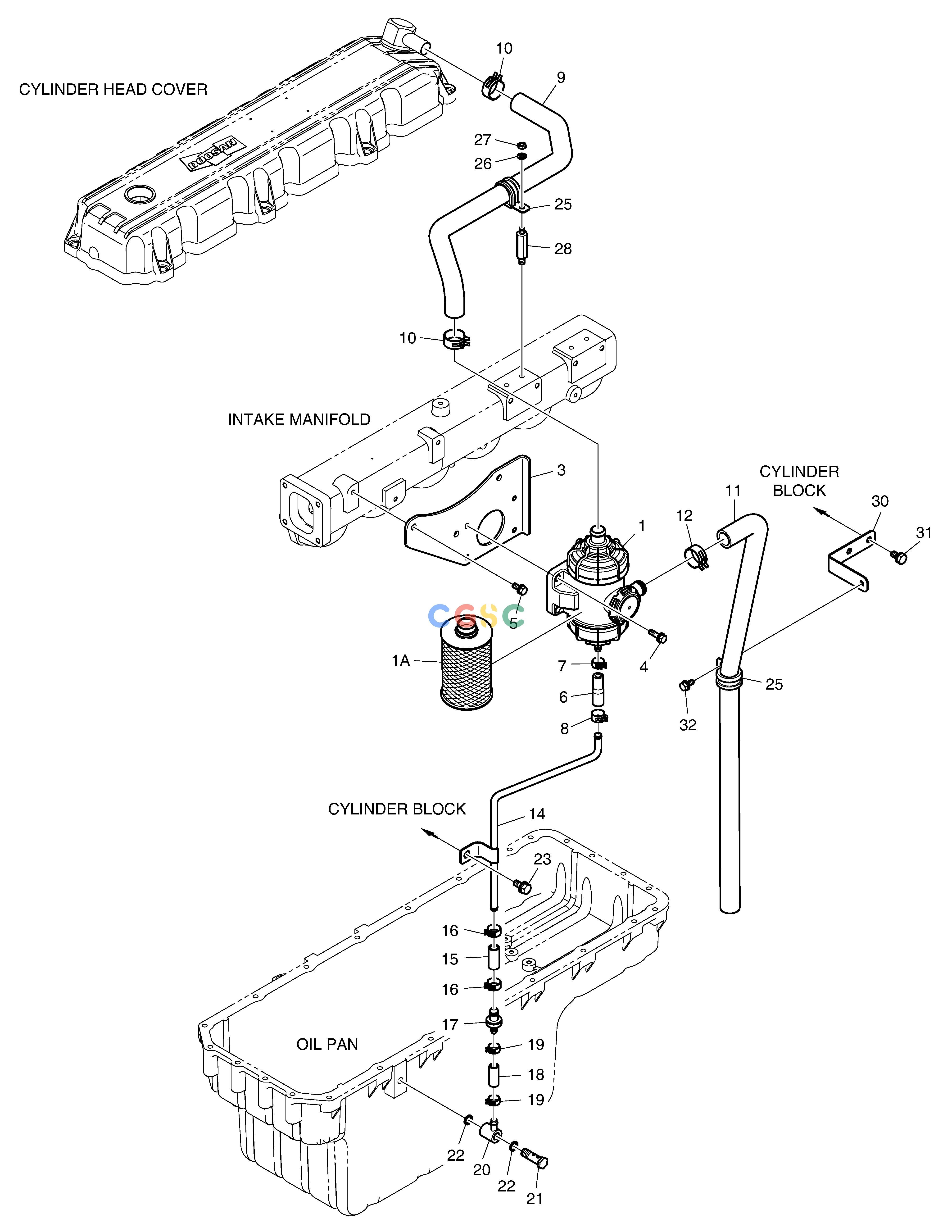 斗山零件查询BREATHER SYSTEM DX380LC-3(OCEANIA) Doosan parts catalog online