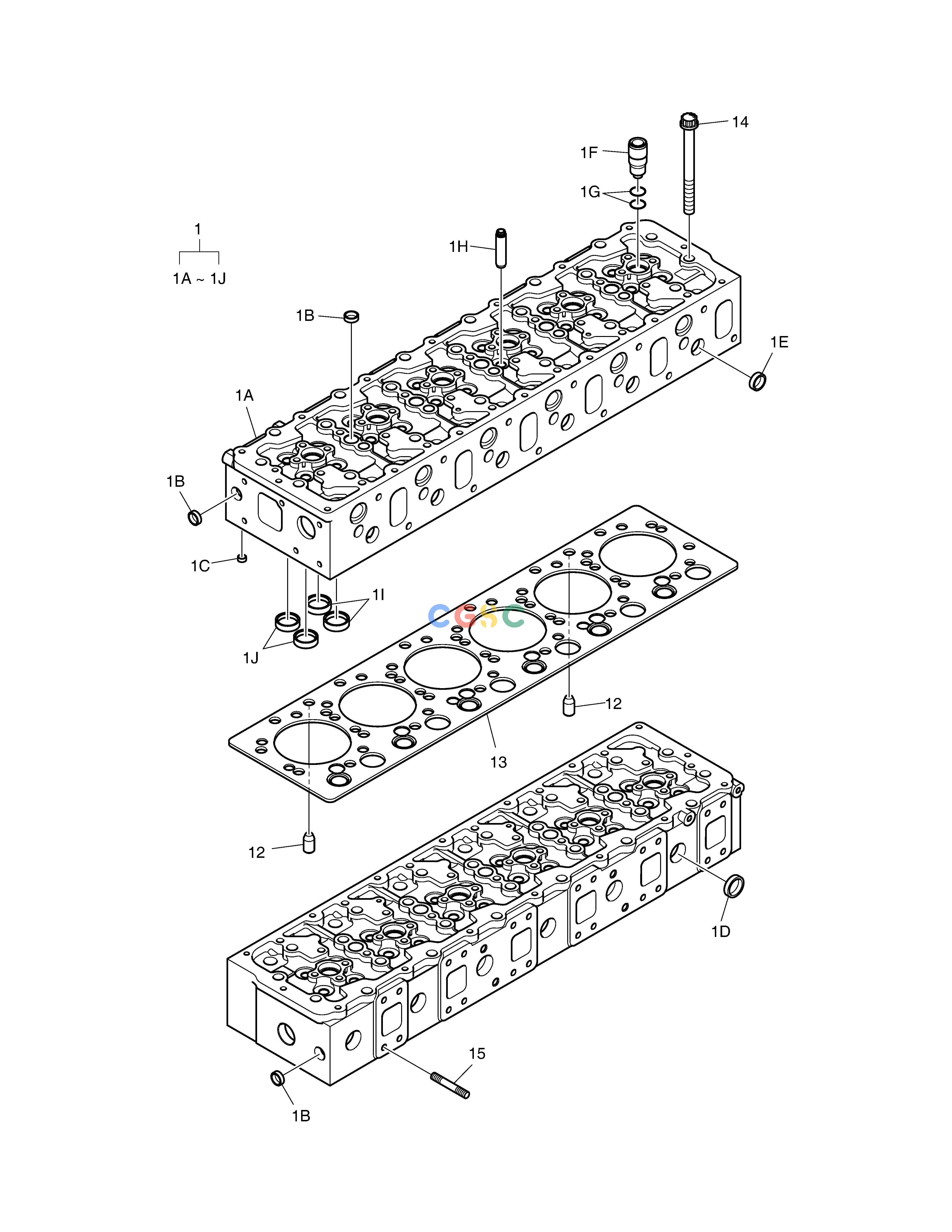 斗山零件查询CYLINDER HEAD DX380LC-3(OCEANIA) Doosan parts catalog online