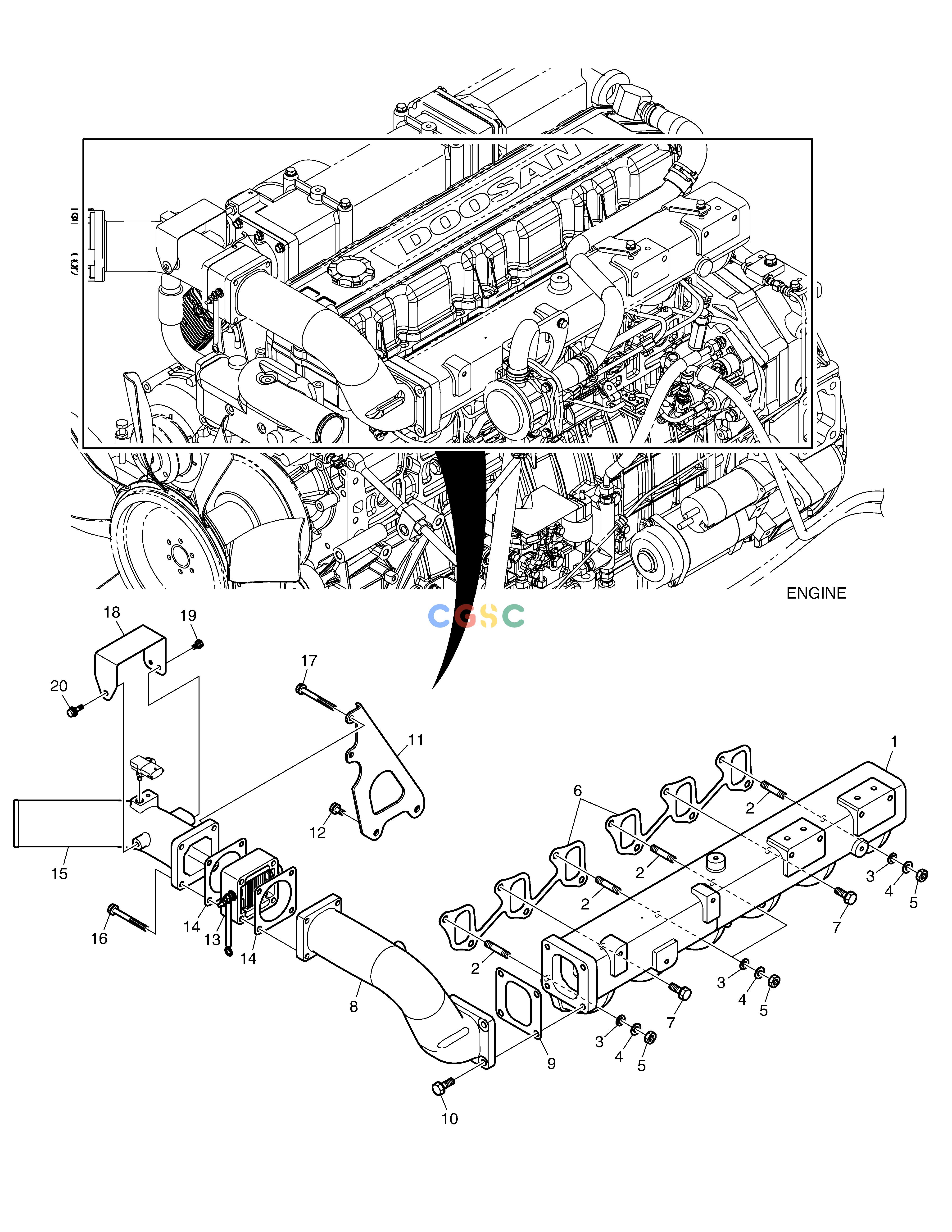 斗山零件查询INTAKE MANIFOLD DX380LC-3(OCEANIA) Doosan parts catalog online