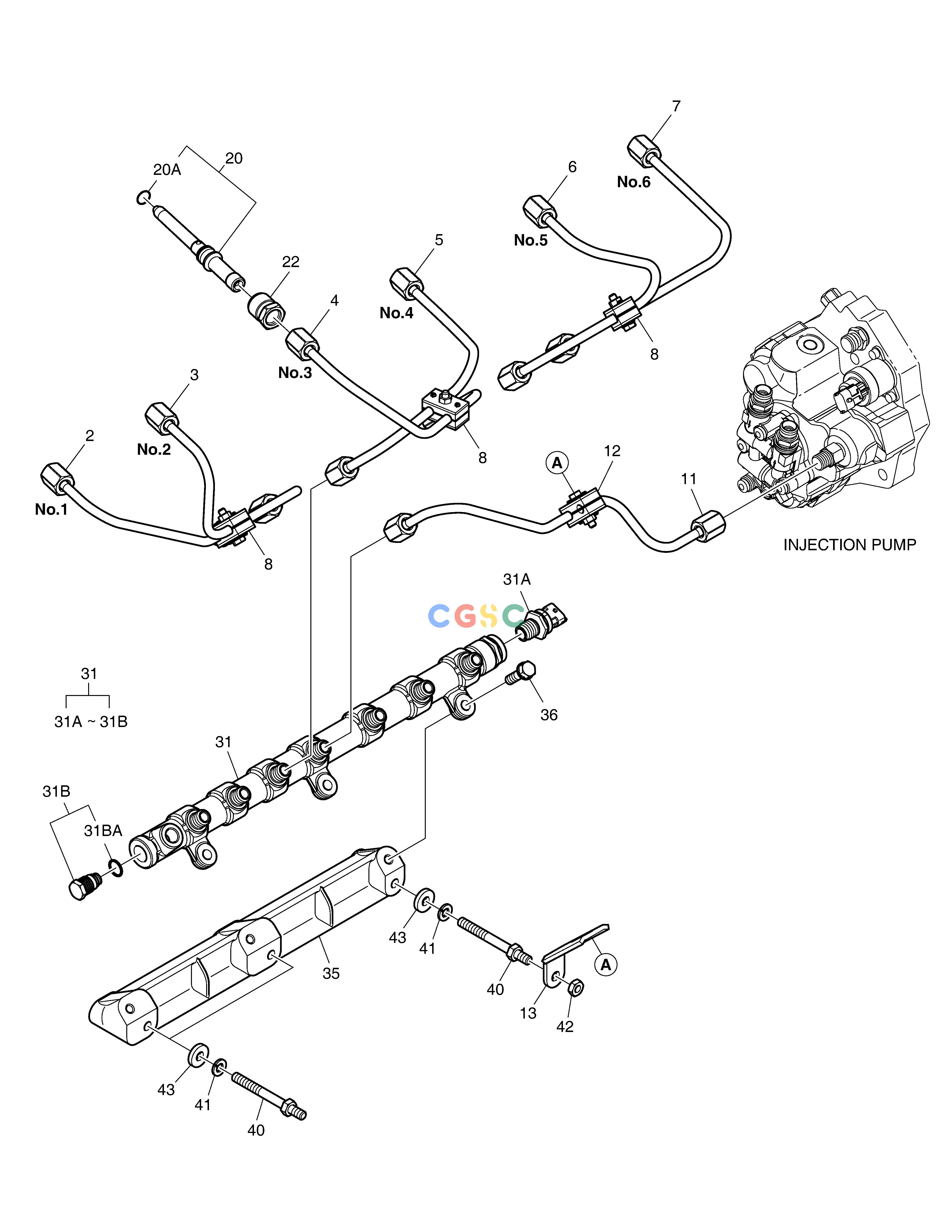 斗山零件查询INJECTION PIPE DX380LC-3(OCEANIA) Doosan parts catalog online