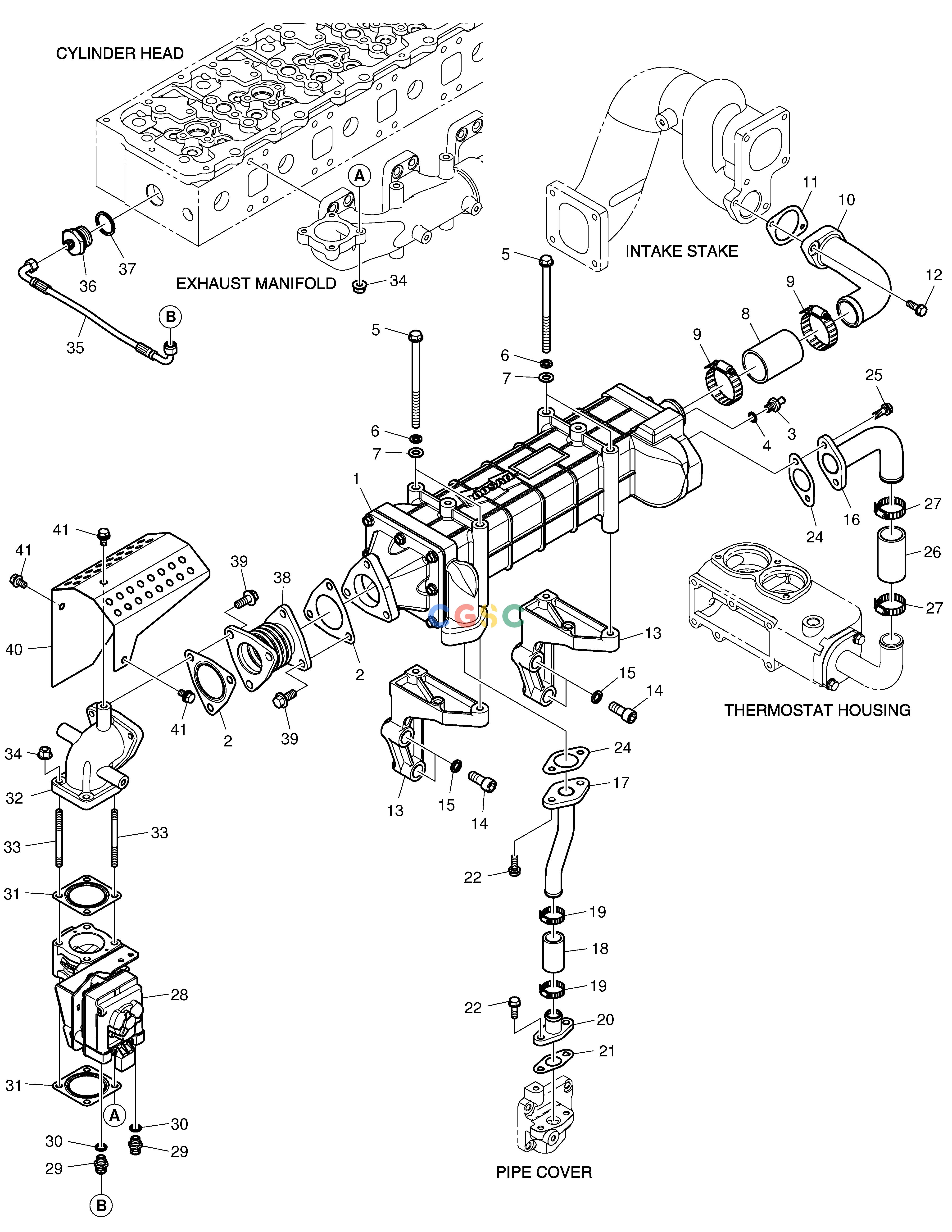 斗山零件查询EGR DX380LC-3(OCEANIA) Doosan parts catalog online