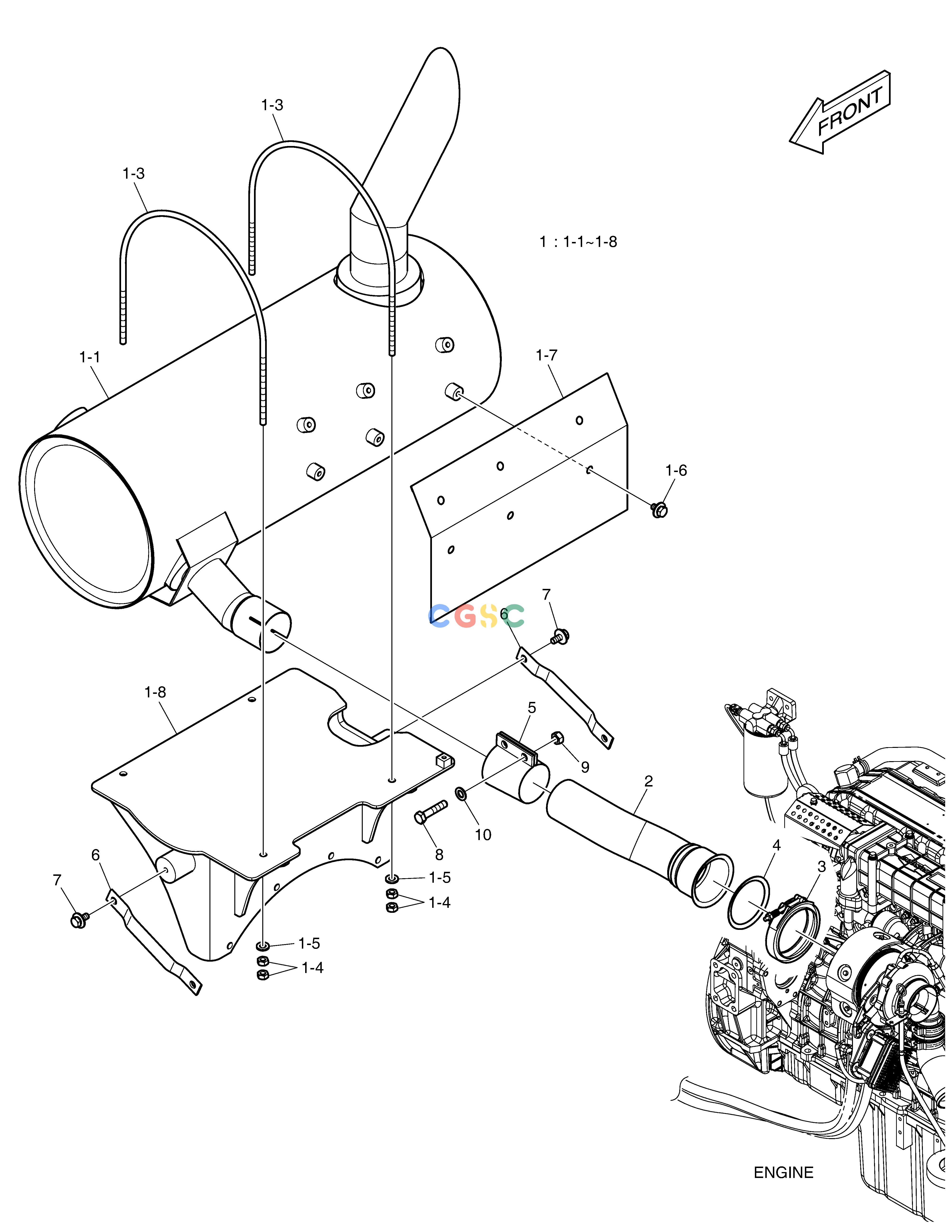 斗山零件查询MUFFLER DX380LC-3(OCEANIA) Doosan parts catalog online