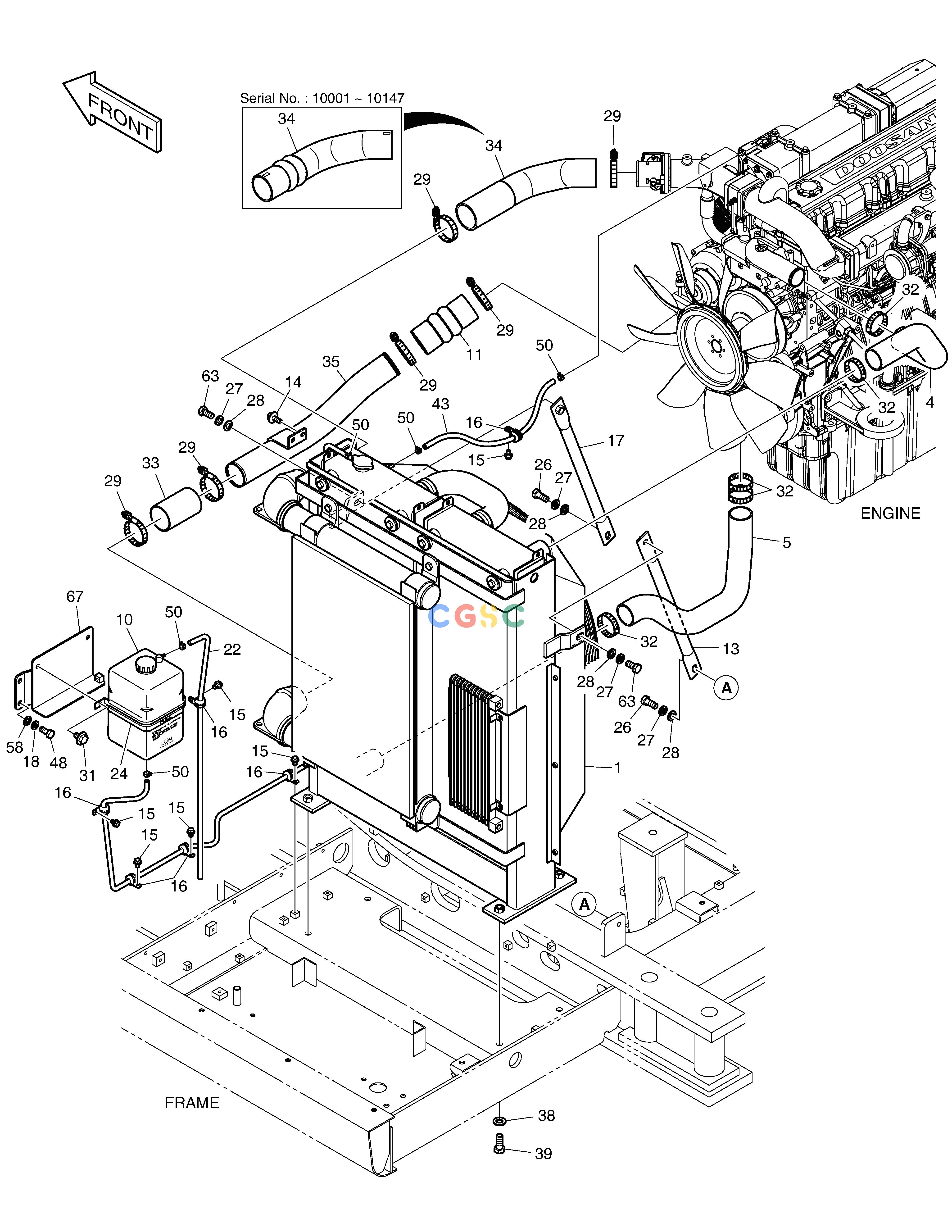 斗山零件查询RADIATOR MOUNTING DX380LC-3(OCEANIA) Doosan parts catalog online