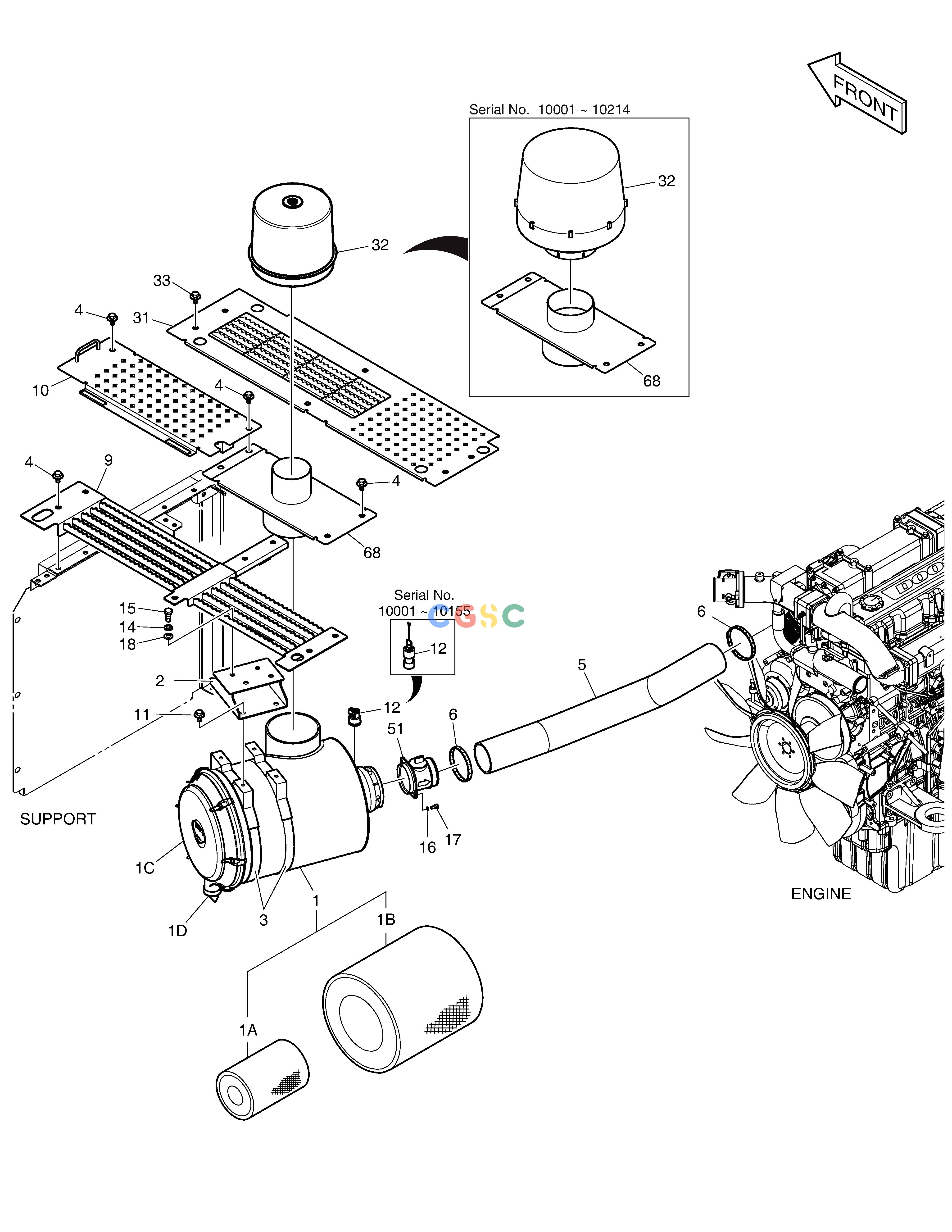 斗山零件查询AIR CLEANER DX380LC-3(OCEANIA) Doosan parts catalog online