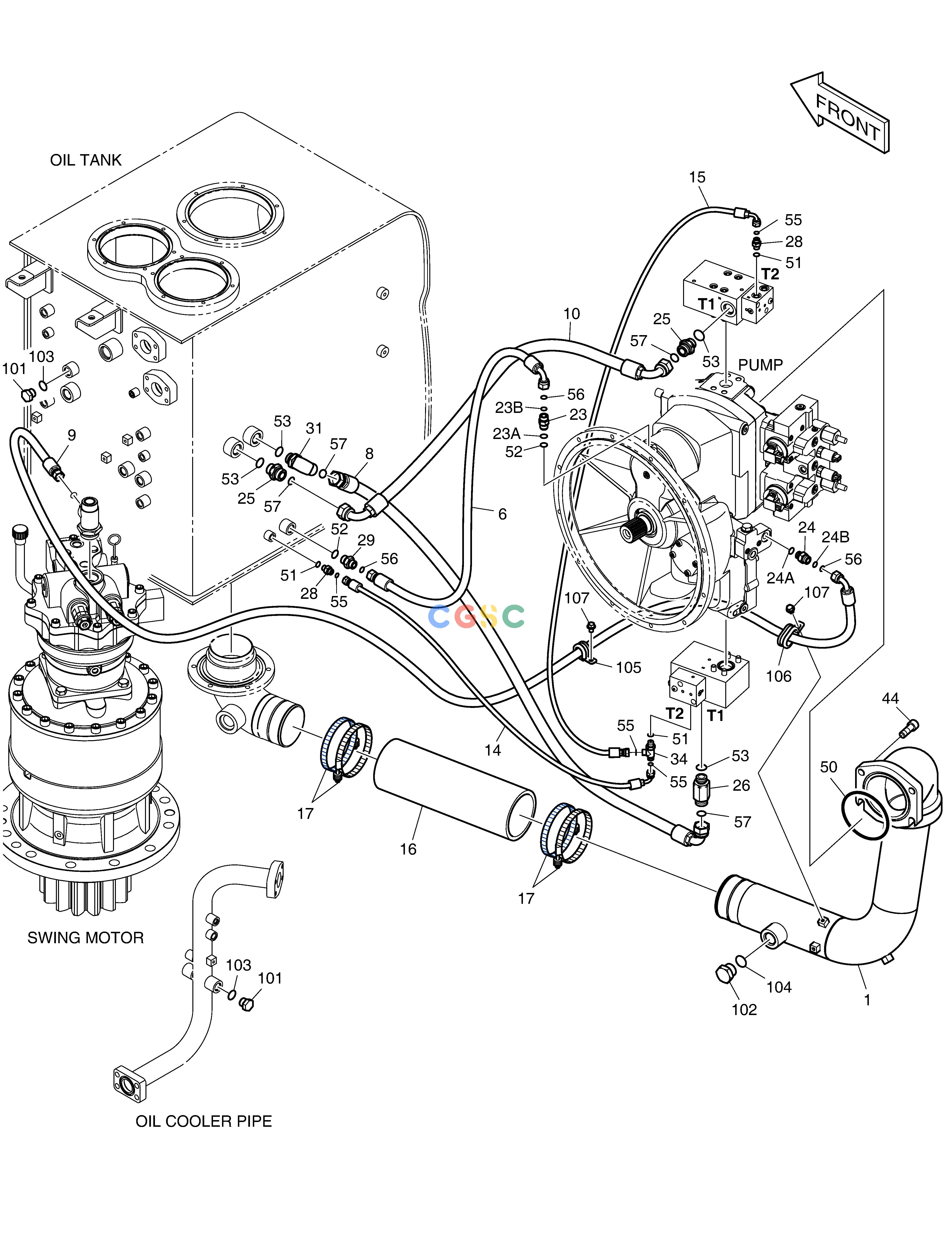 斗山零件查询OIL COOLER PIPING(1) DX380LC-3(OCEANIA) Doosan parts catalog online