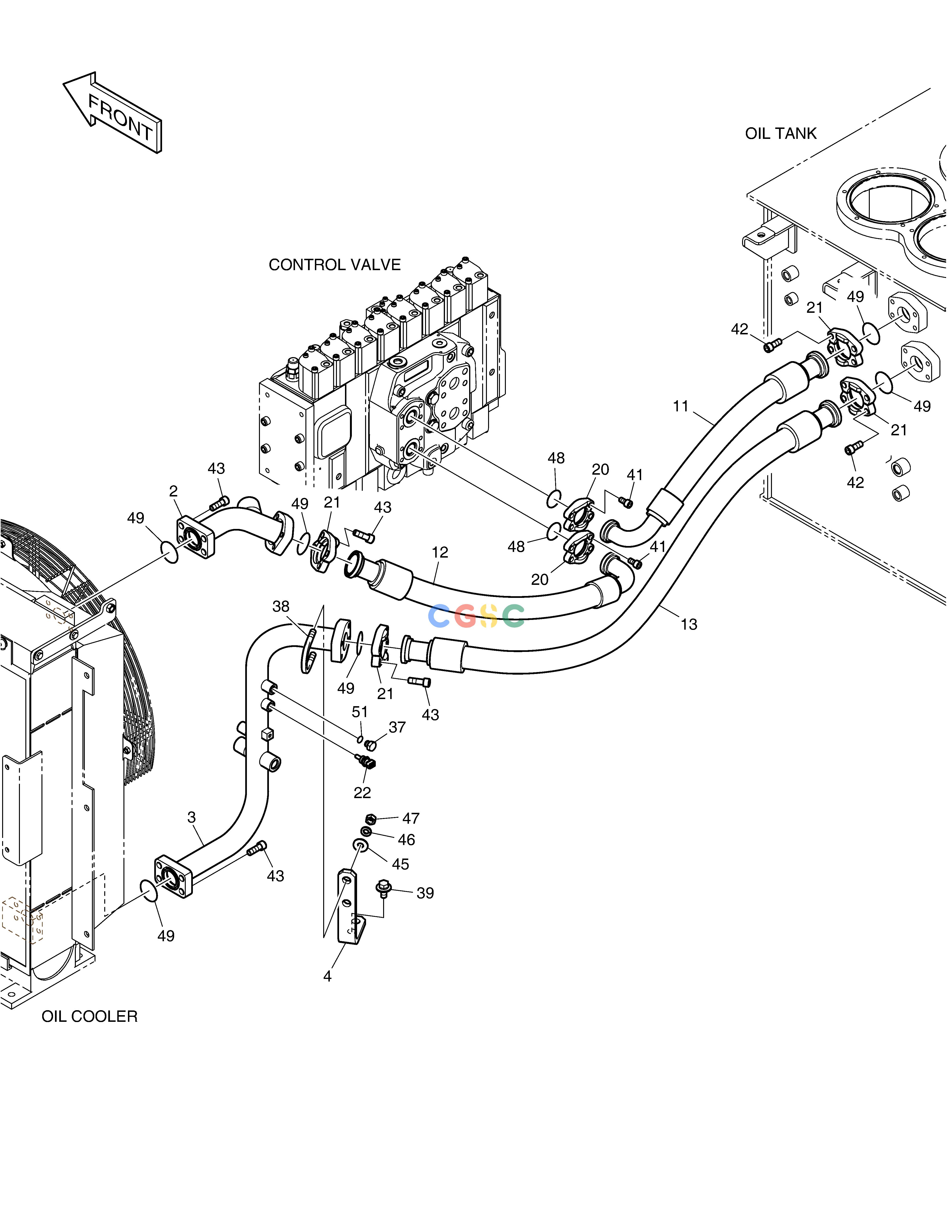 斗山零件查询OIL COOLER PIPING(2) DX380LC-3(OCEANIA) Doosan parts catalog online