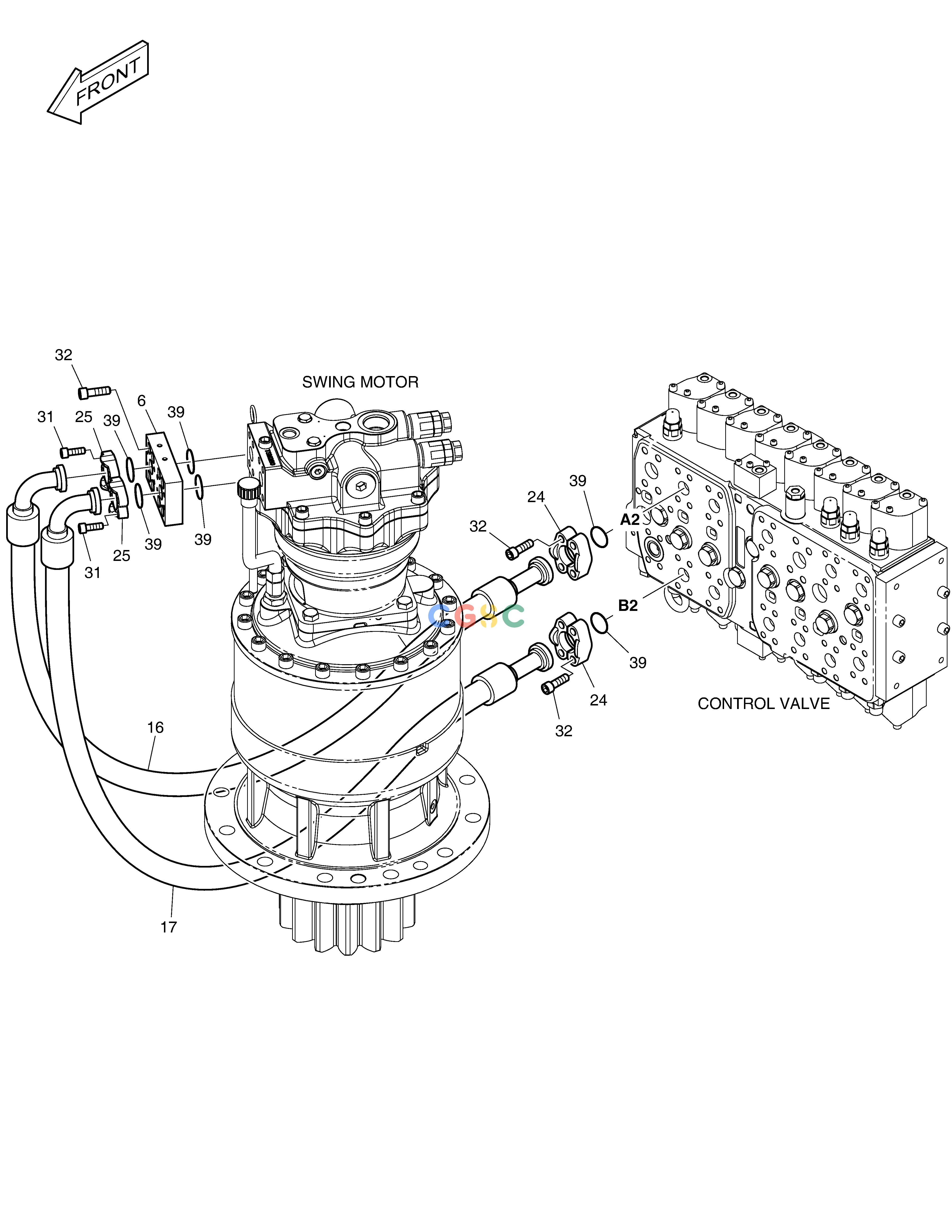 斗山零件查询MAIN PIPING(4) - SWING DX380LC-3(OCEANIA) Doosan parts catalog online