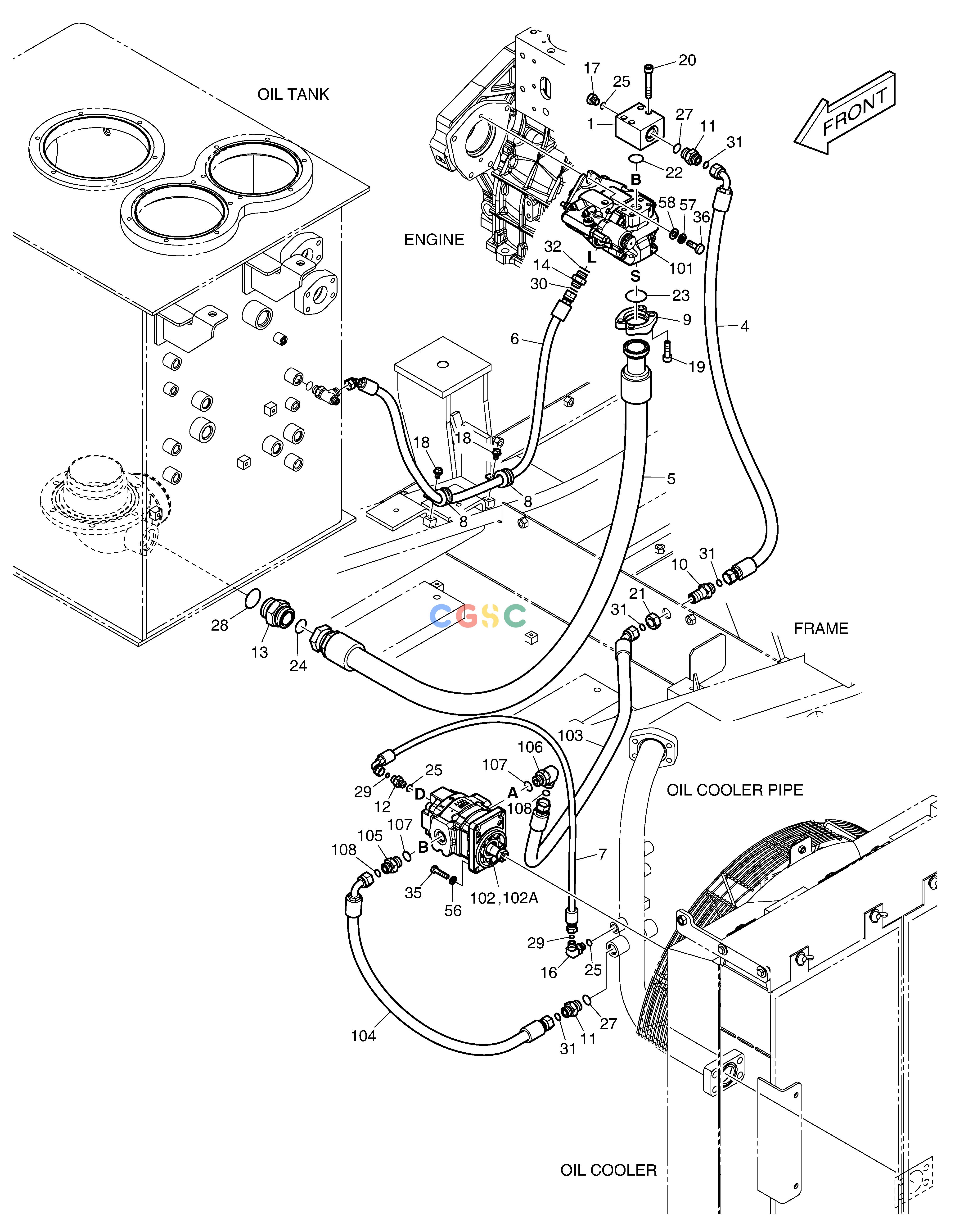 斗山零件查询MAIN PIPING(6) - FAN DRIVE DX380LC-3(OCEANIA) Doosan parts catalog online