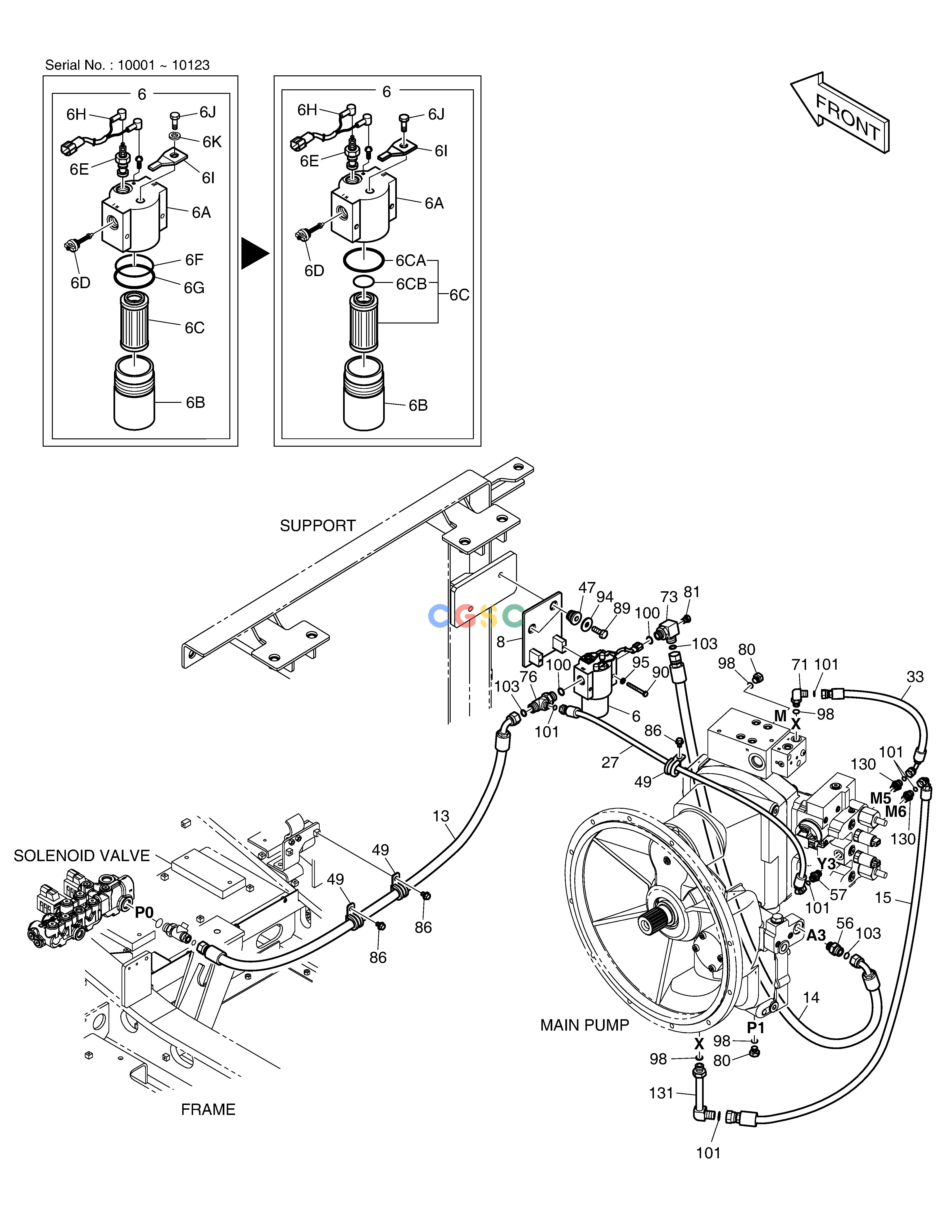 斗山零件查询PILOT PIPING(1) DX380LC-3(OCEANIA) Doosan parts catalog online