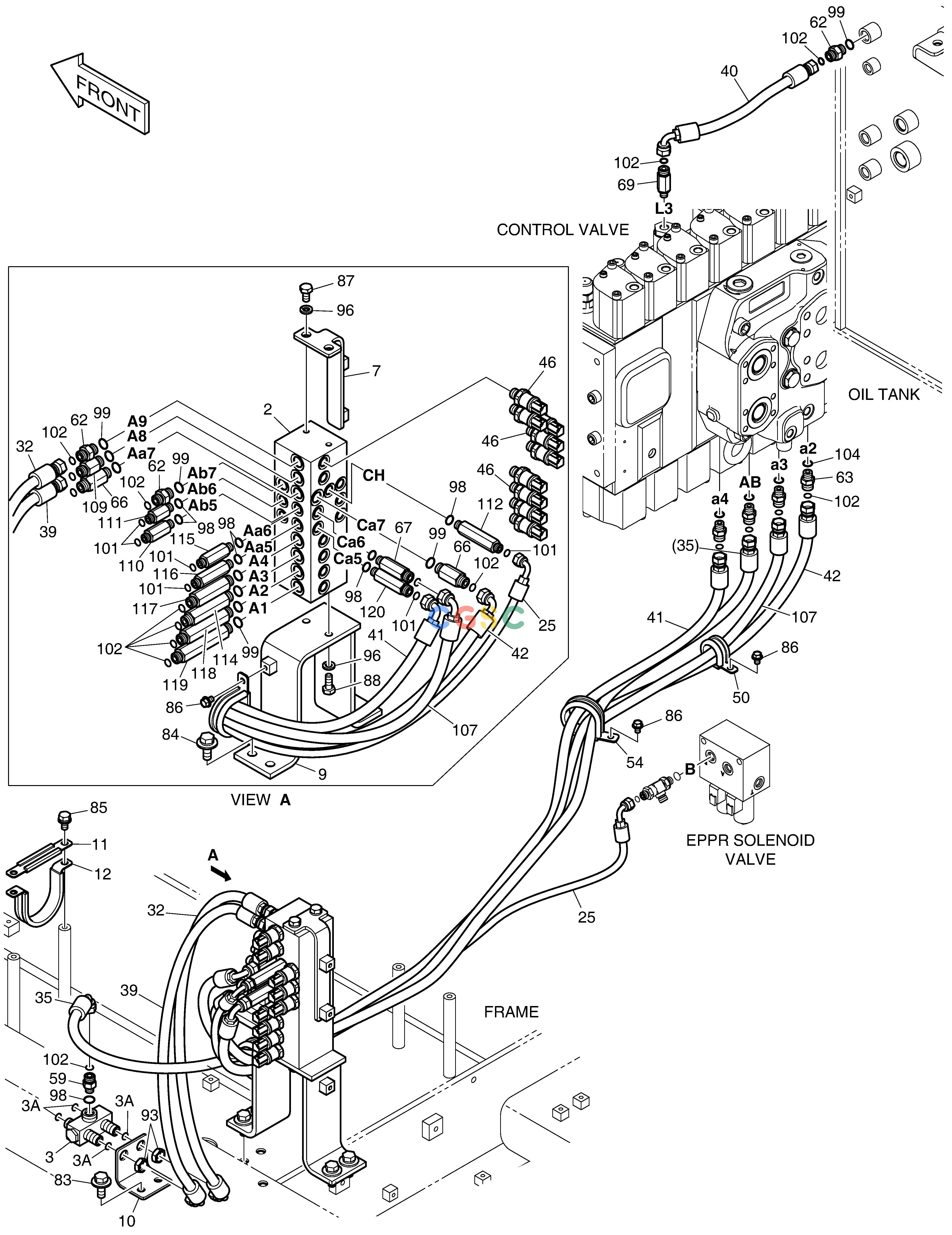 斗山零件查询PILOT PIPING(4) DX380LC-3(OCEANIA) Doosan parts catalog online