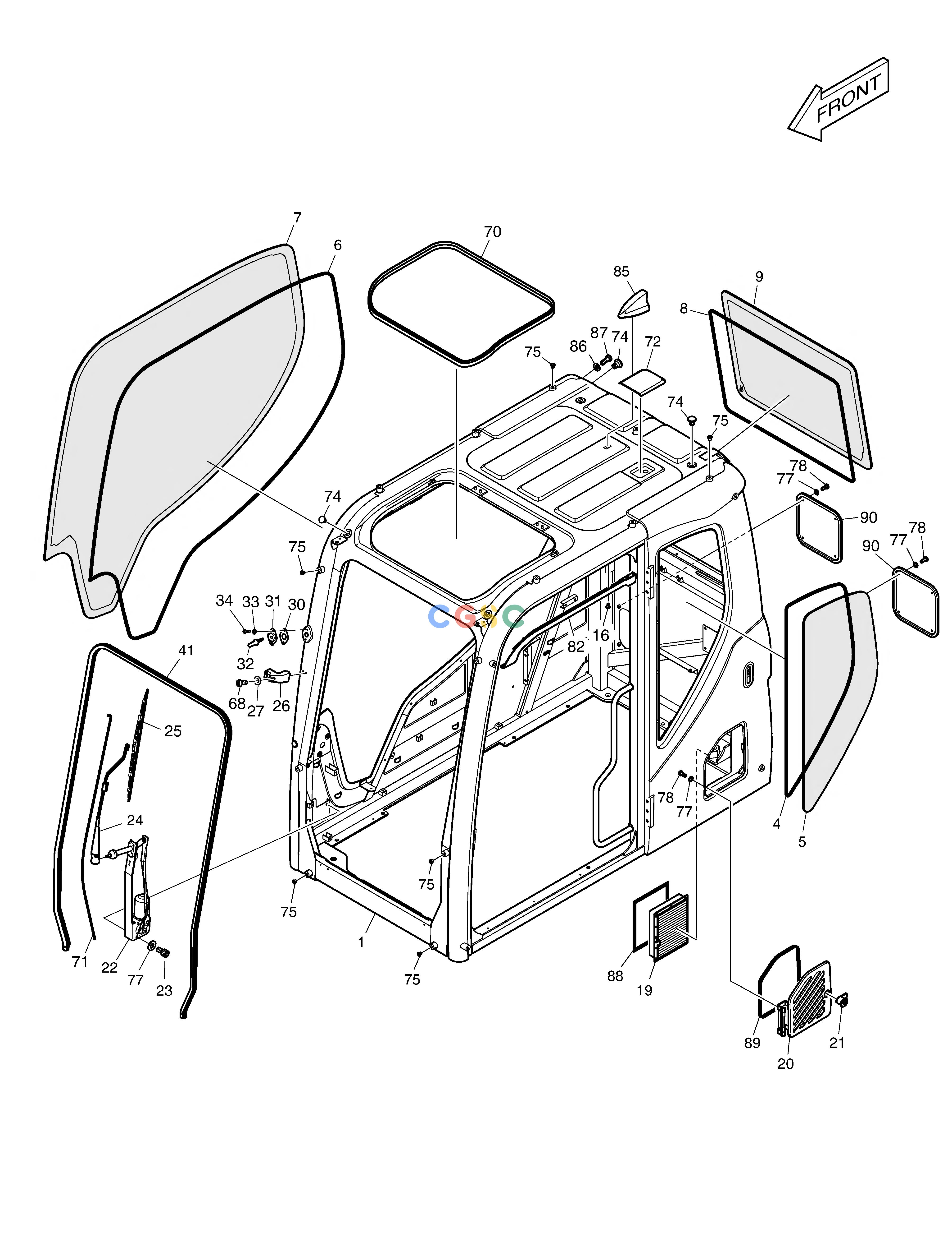 斗山零件查询CABIN(1) DX380LC-3(OCEANIA) Doosan parts catalog online