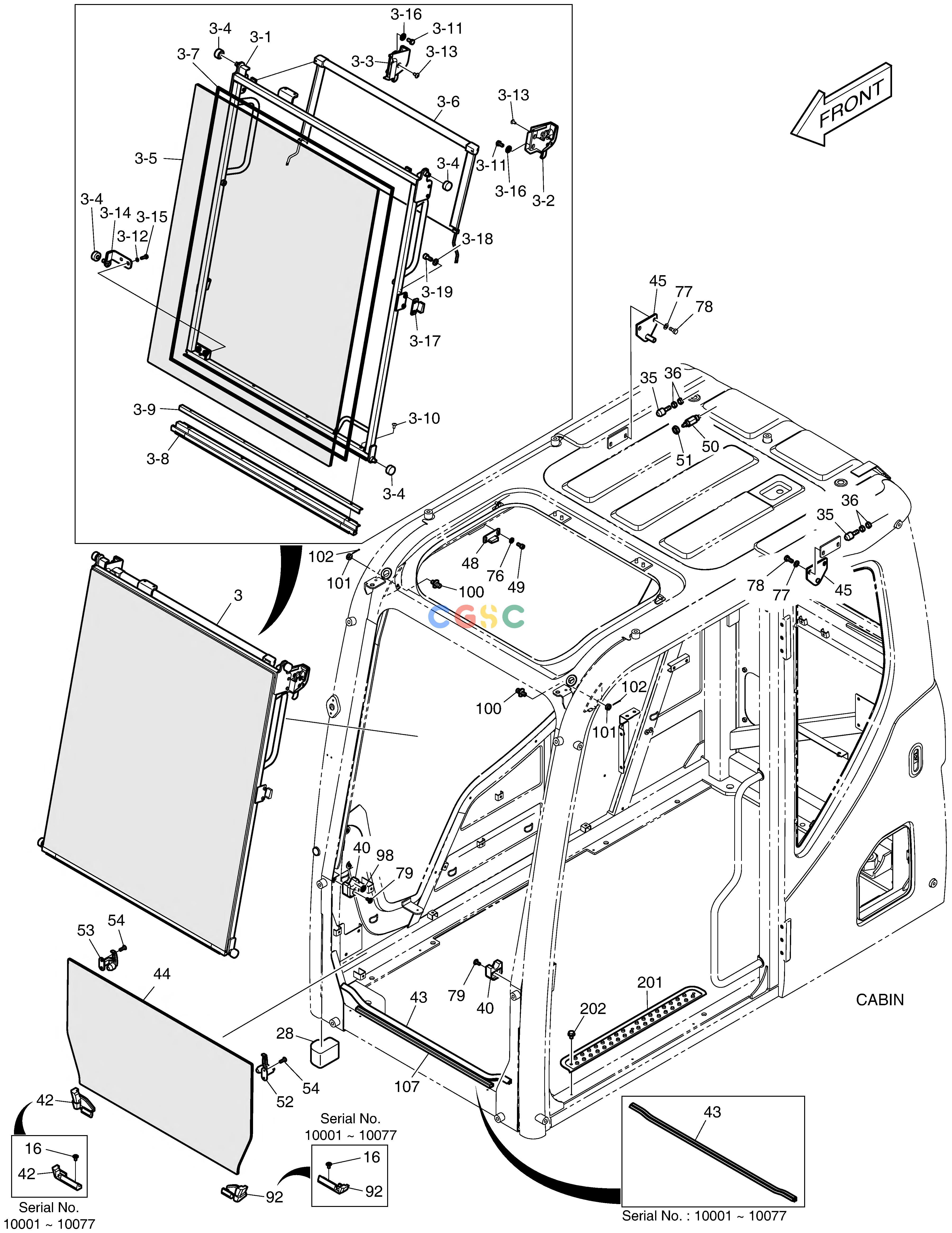 斗山零件查询CABIN(2) DX380LC-3(OCEANIA) Doosan parts catalog online