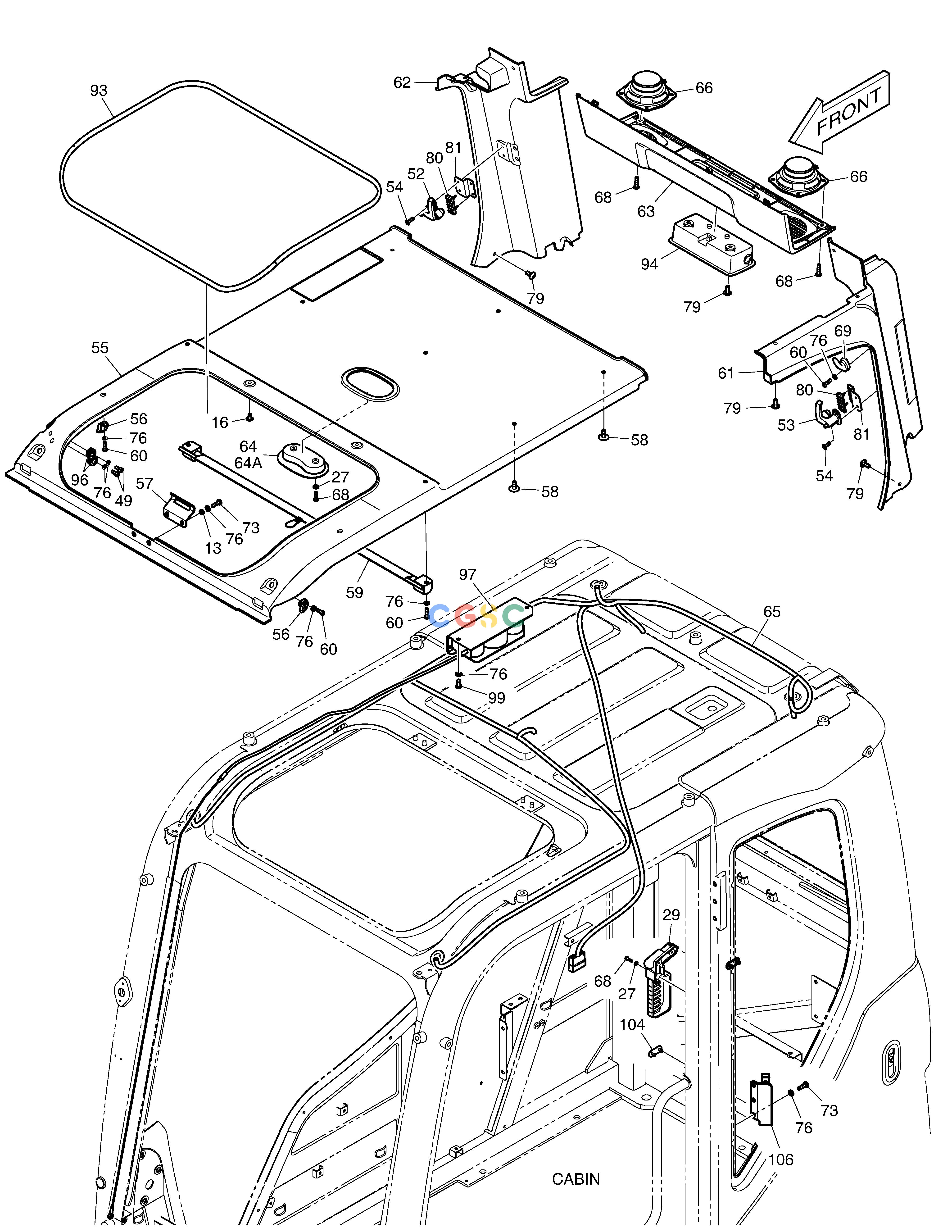 斗山零件查询CABIN(3) DX380LC-3(OCEANIA) Doosan parts catalog online