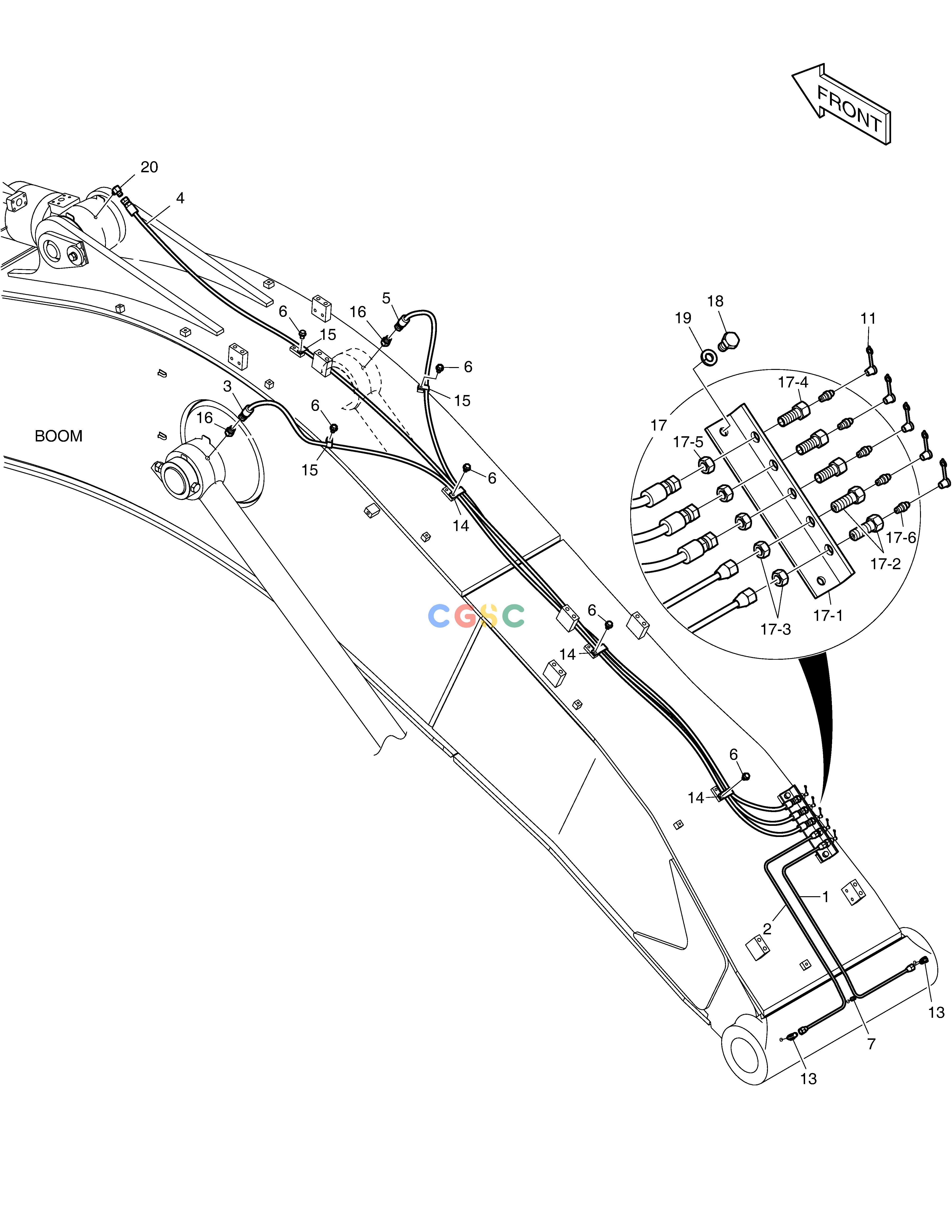 斗山零件查询LUBRICATION PIPING - BOOM DX380LC-3(OCEANIA) Doosan parts catalog online