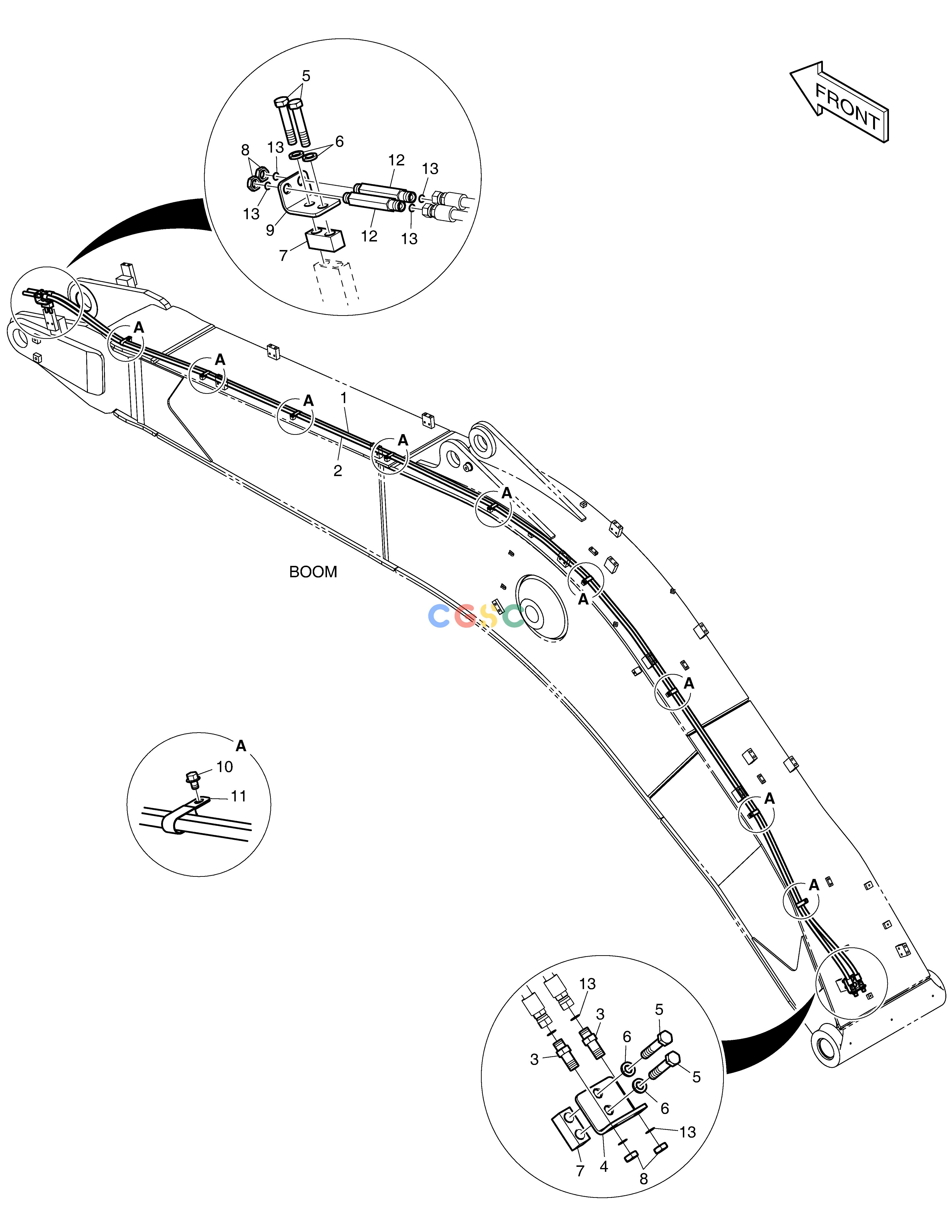 斗山零件查询BOOM PIPING - QUICK CLAMP DX380LC-3(OCEANIA) Doosan parts catalog online