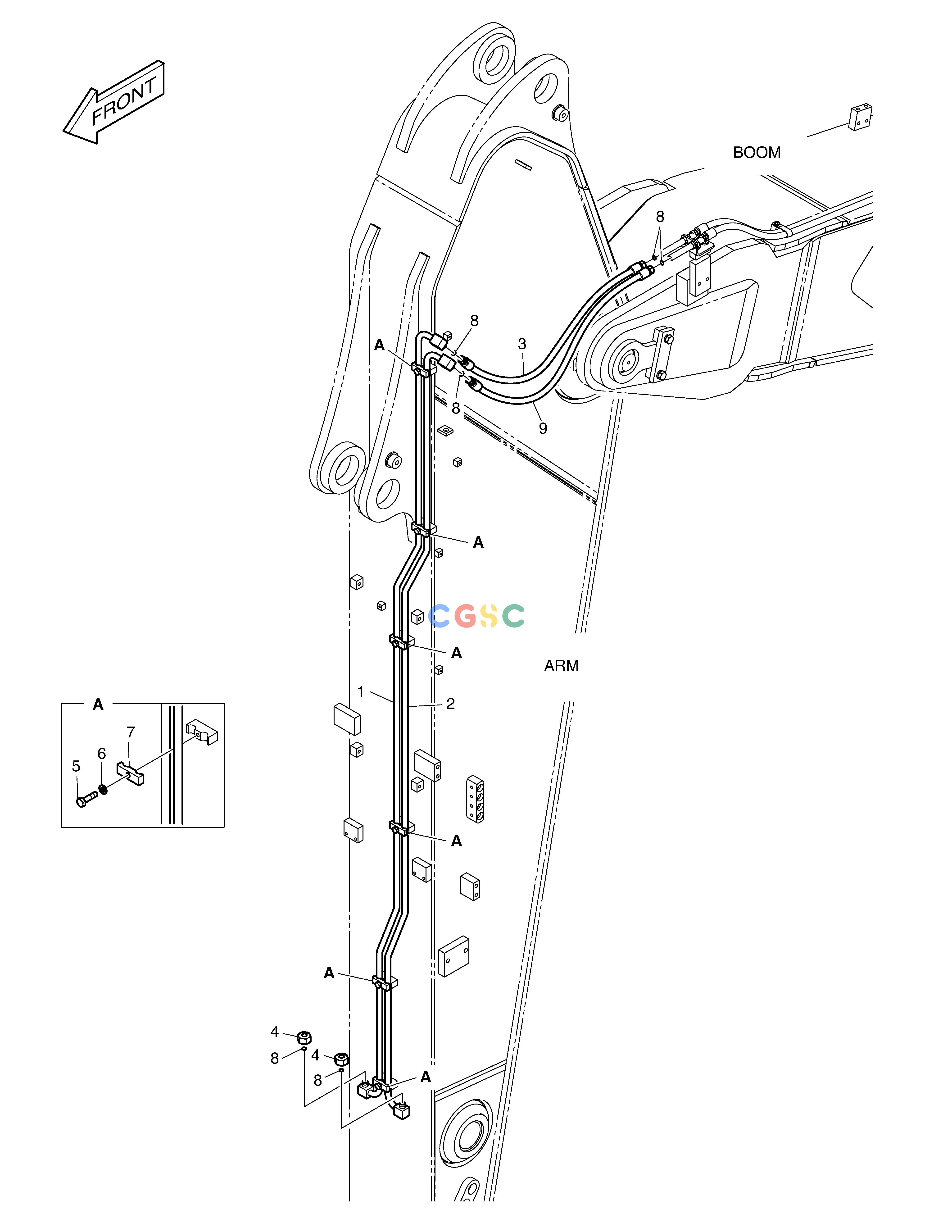 斗山零件查询ARM PIPING - QUICK FIT DX380LC-3(OCEANIA) Doosan parts catalog online