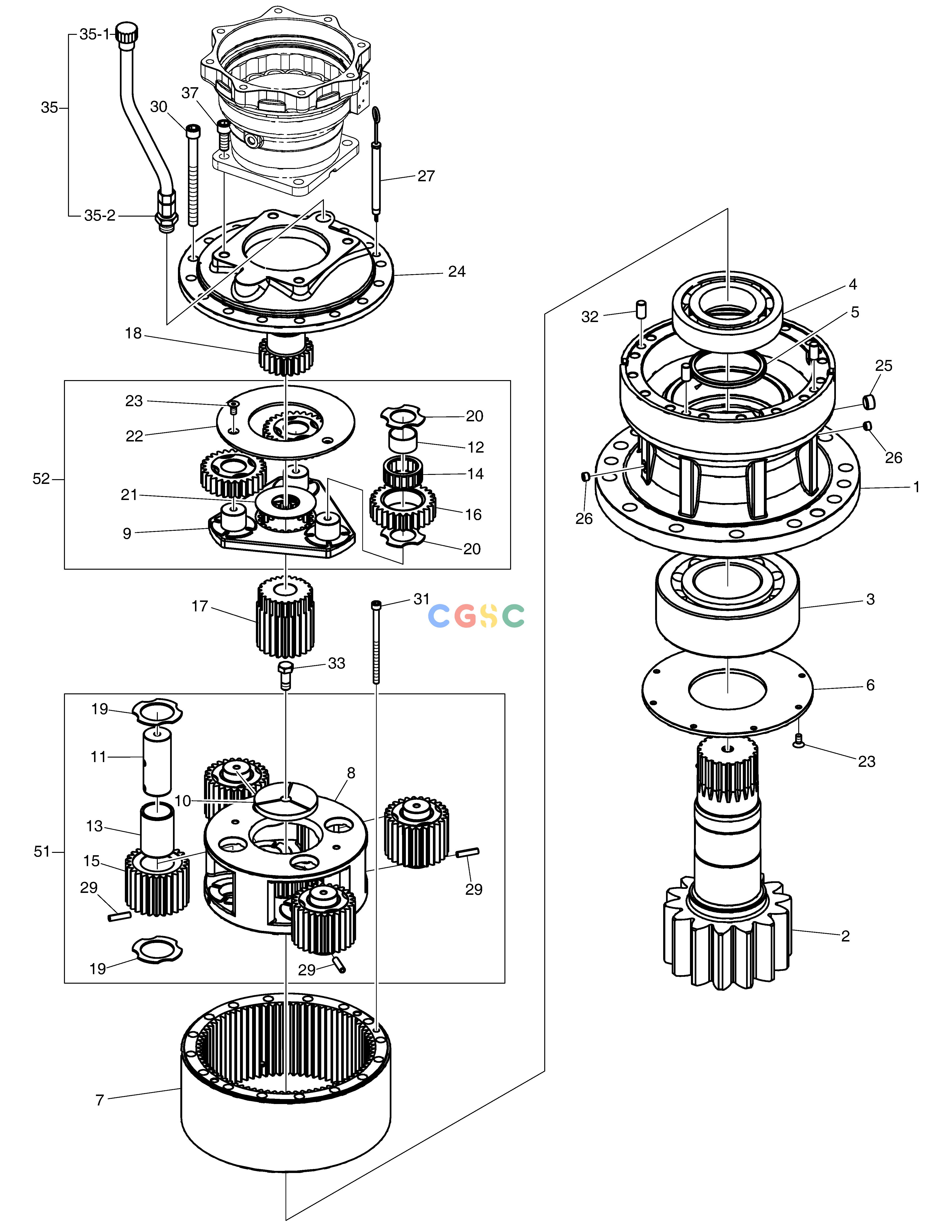 斗山零件查询SWING REDUCTION GEAR DX380LC-3(OCEANIA) Doosan parts catalog online