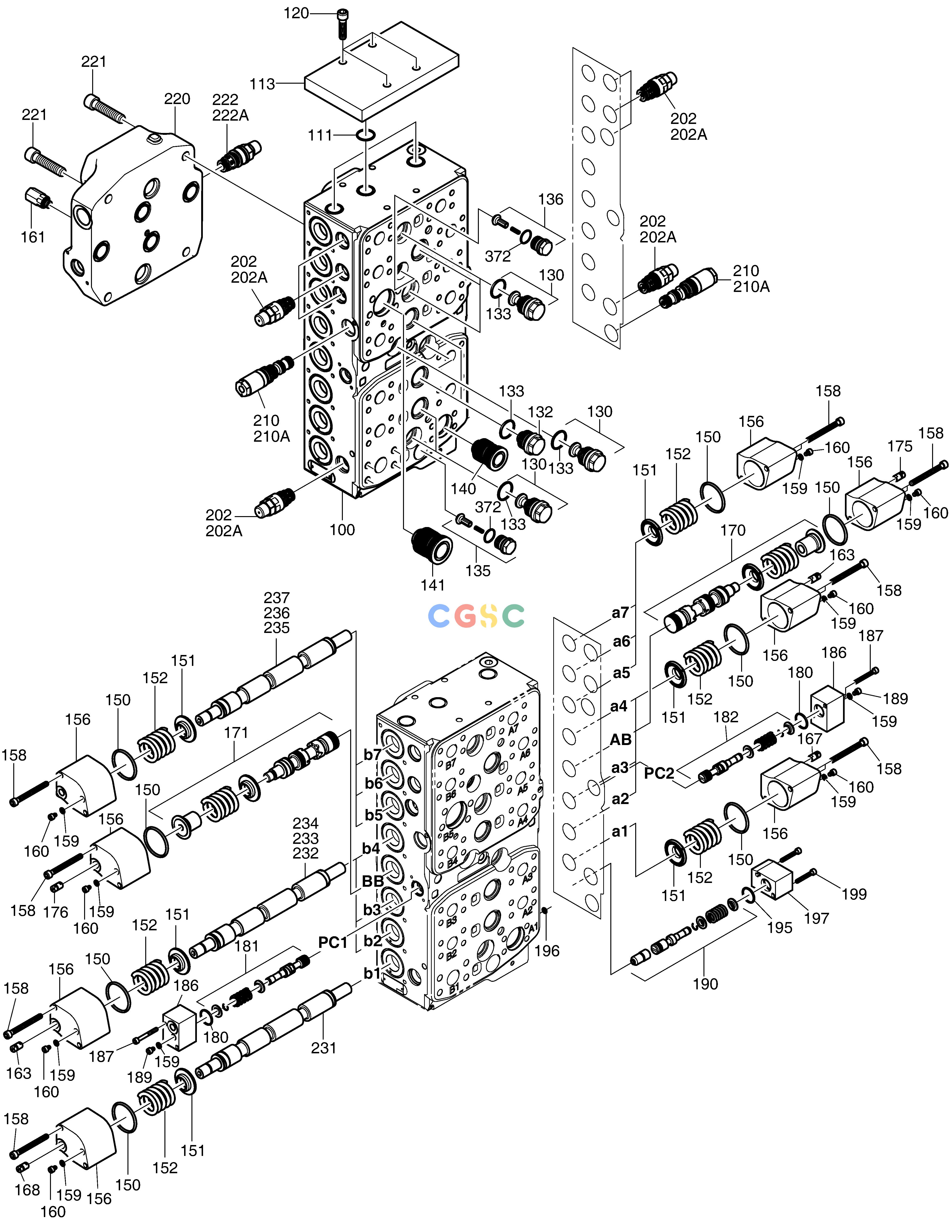 斗山零件查询CONTROL VALVE(1) DX380LC-3(OCEANIA) Doosan parts catalog online