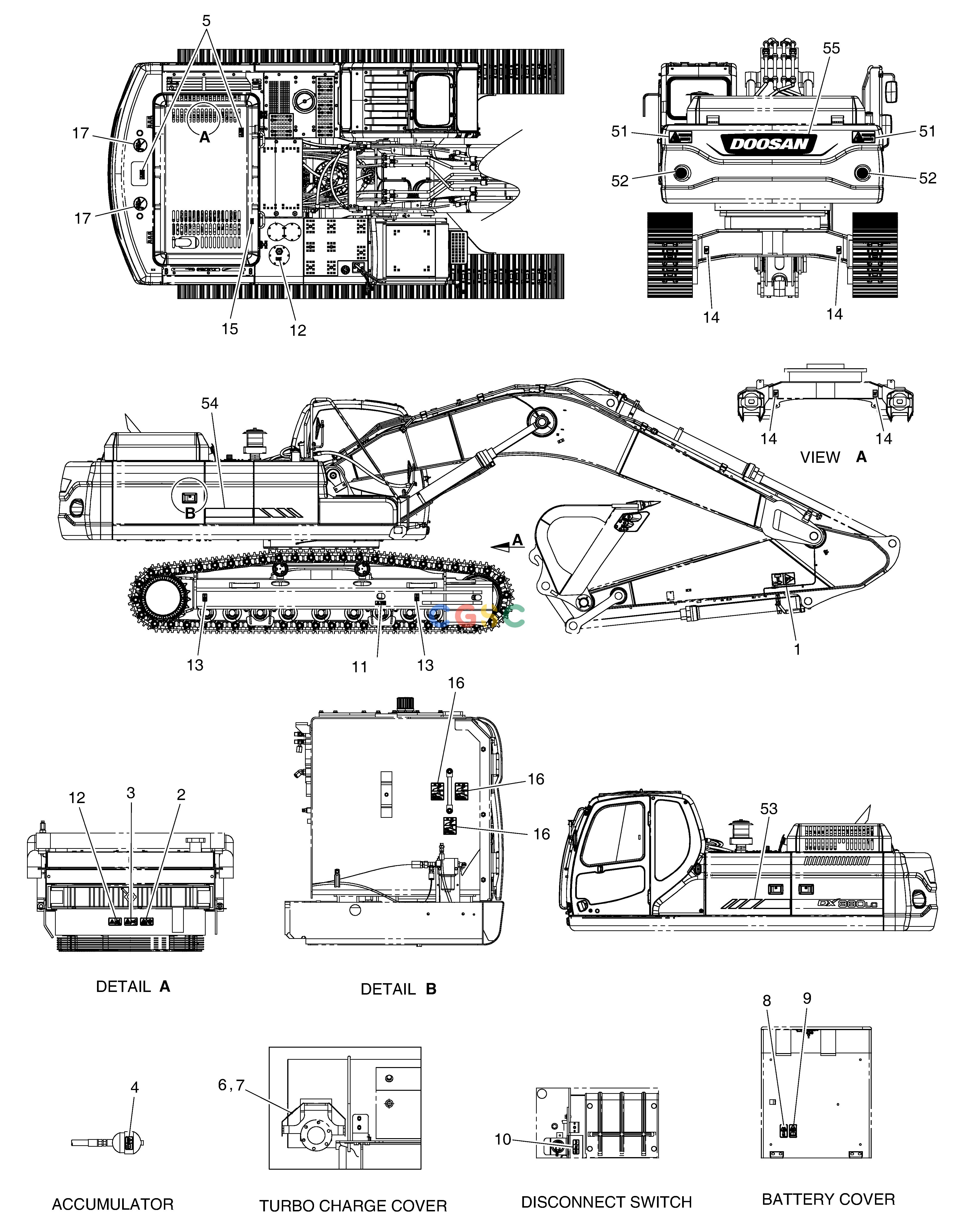 斗山零件查询NAME PLATE DX380LC-3(OCEANIA) Doosan parts catalog online