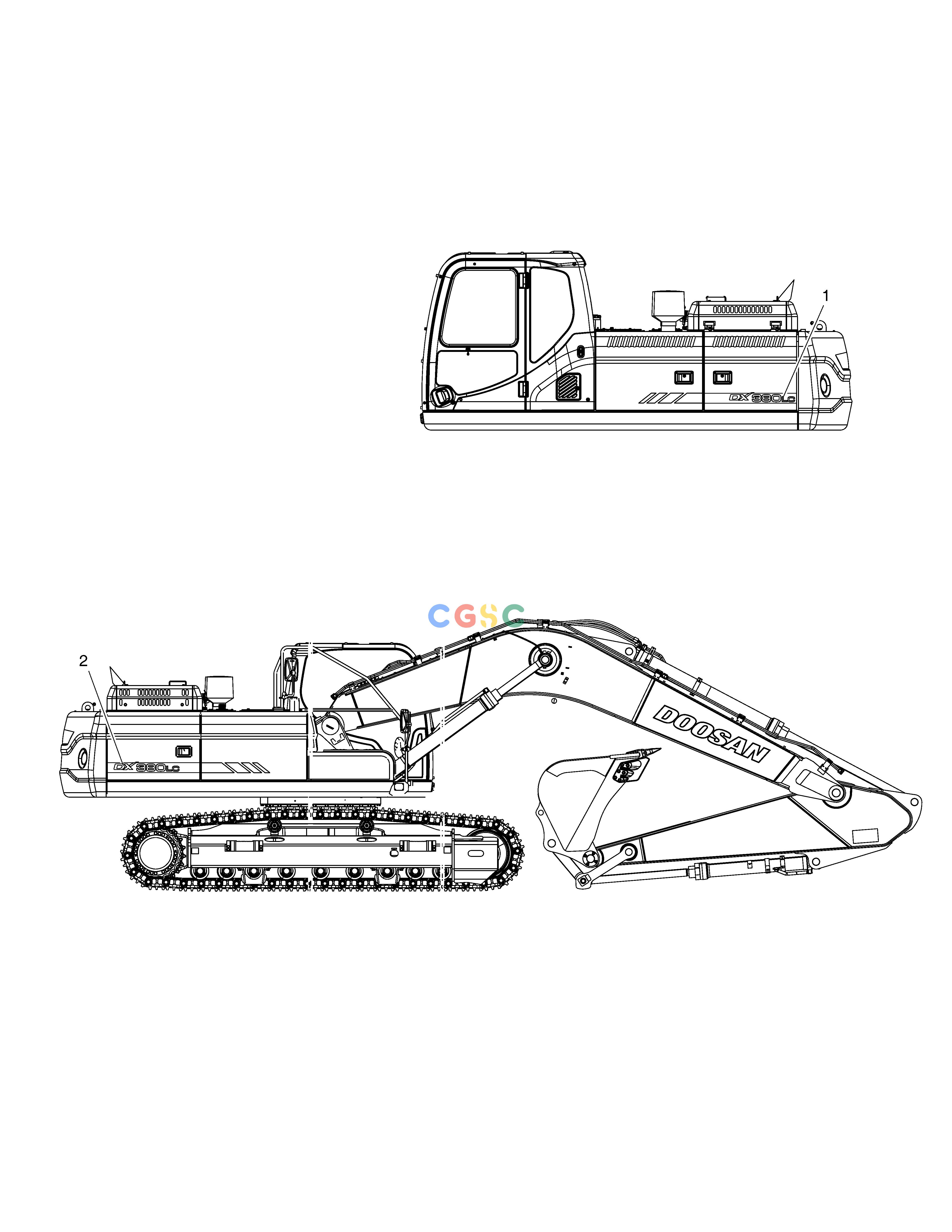 斗山零件查询DECAL - MACHINE NAME DX380LC-3(OCEANIA) Doosan parts catalog online