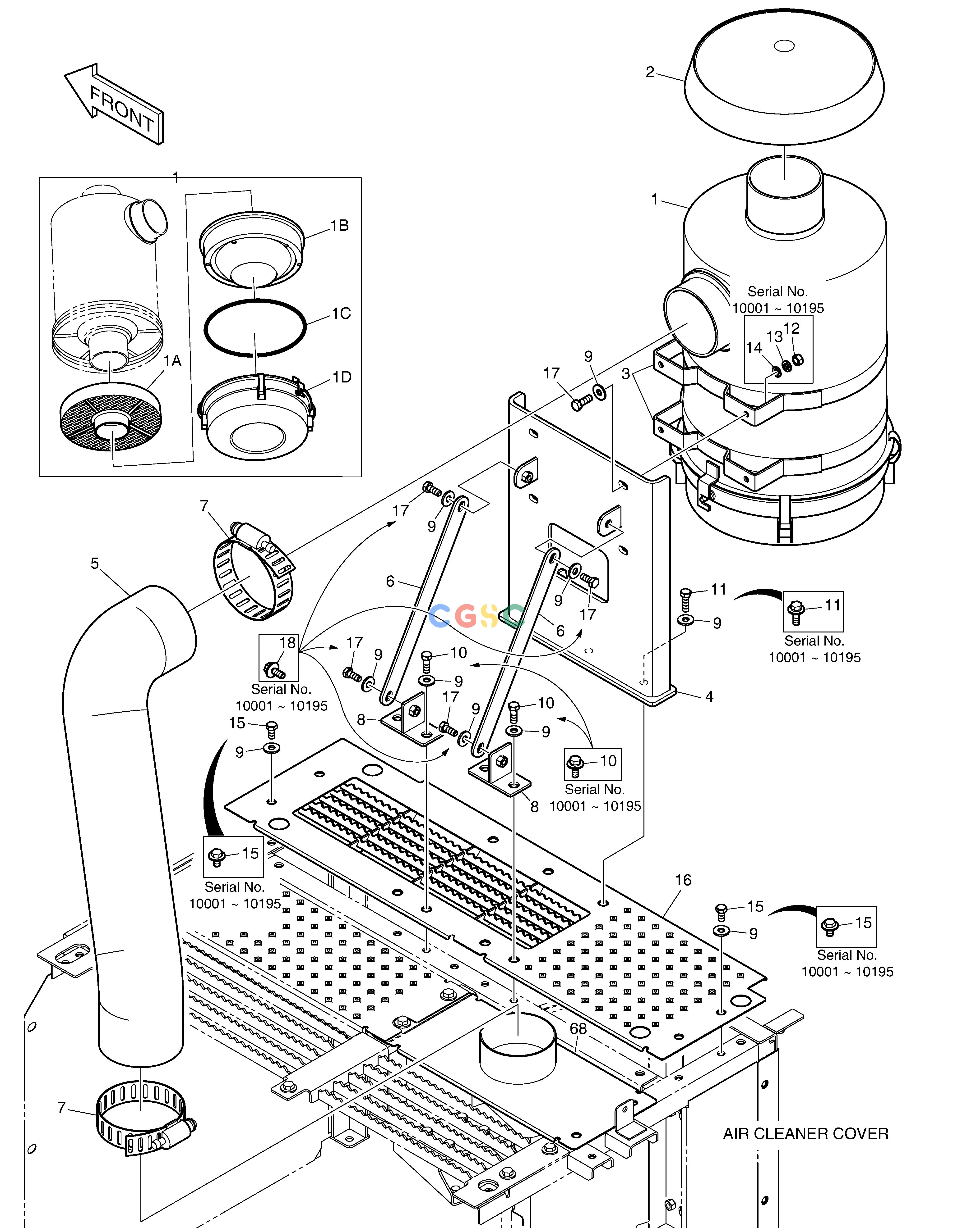 斗山零件查询AIR CLEANER ASS'Y - OIL WASHED DX380LC-3(OCEANIA) Doosan parts catalog online