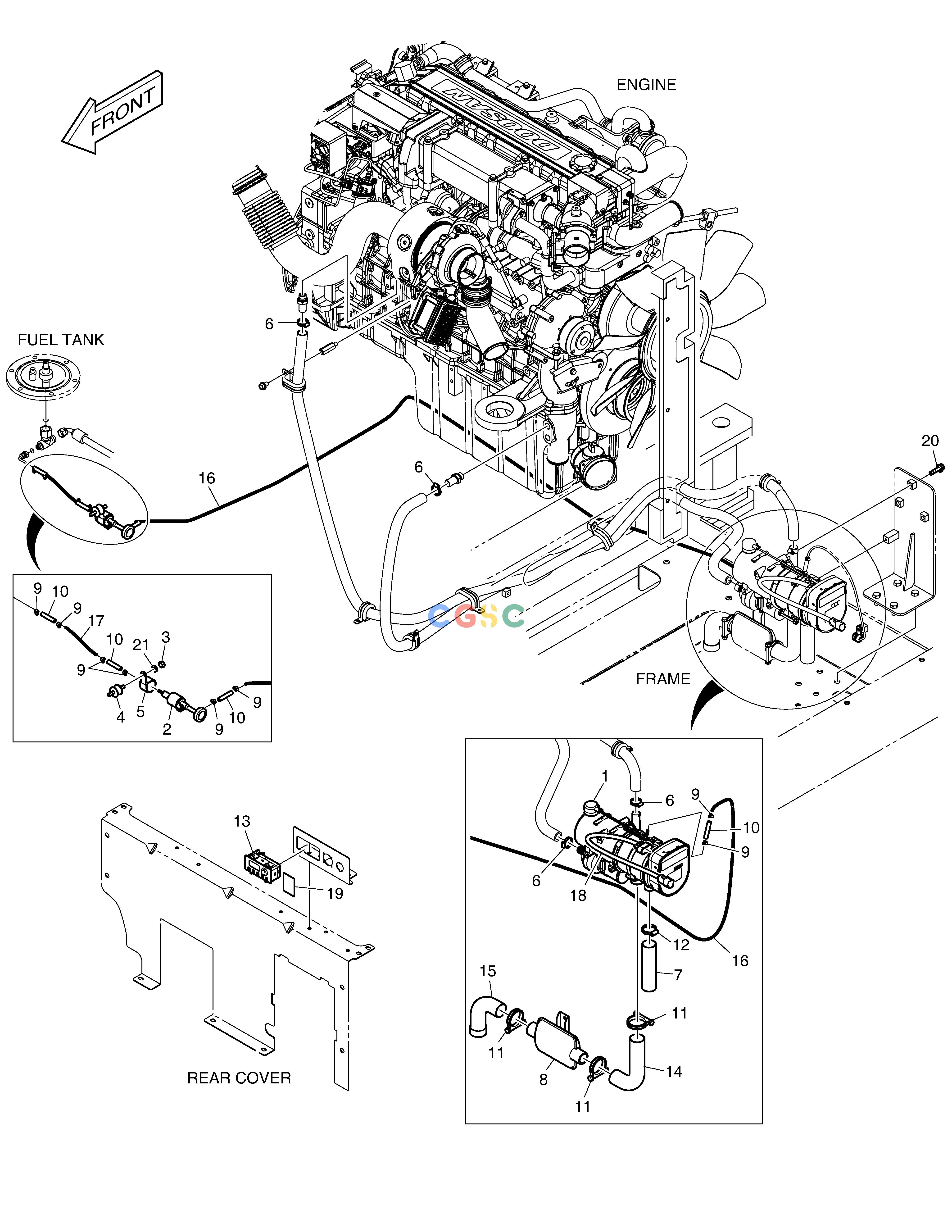 斗山零件查询DIESEL HEATER DX380LC-3(OCEANIA) Doosan parts catalog online