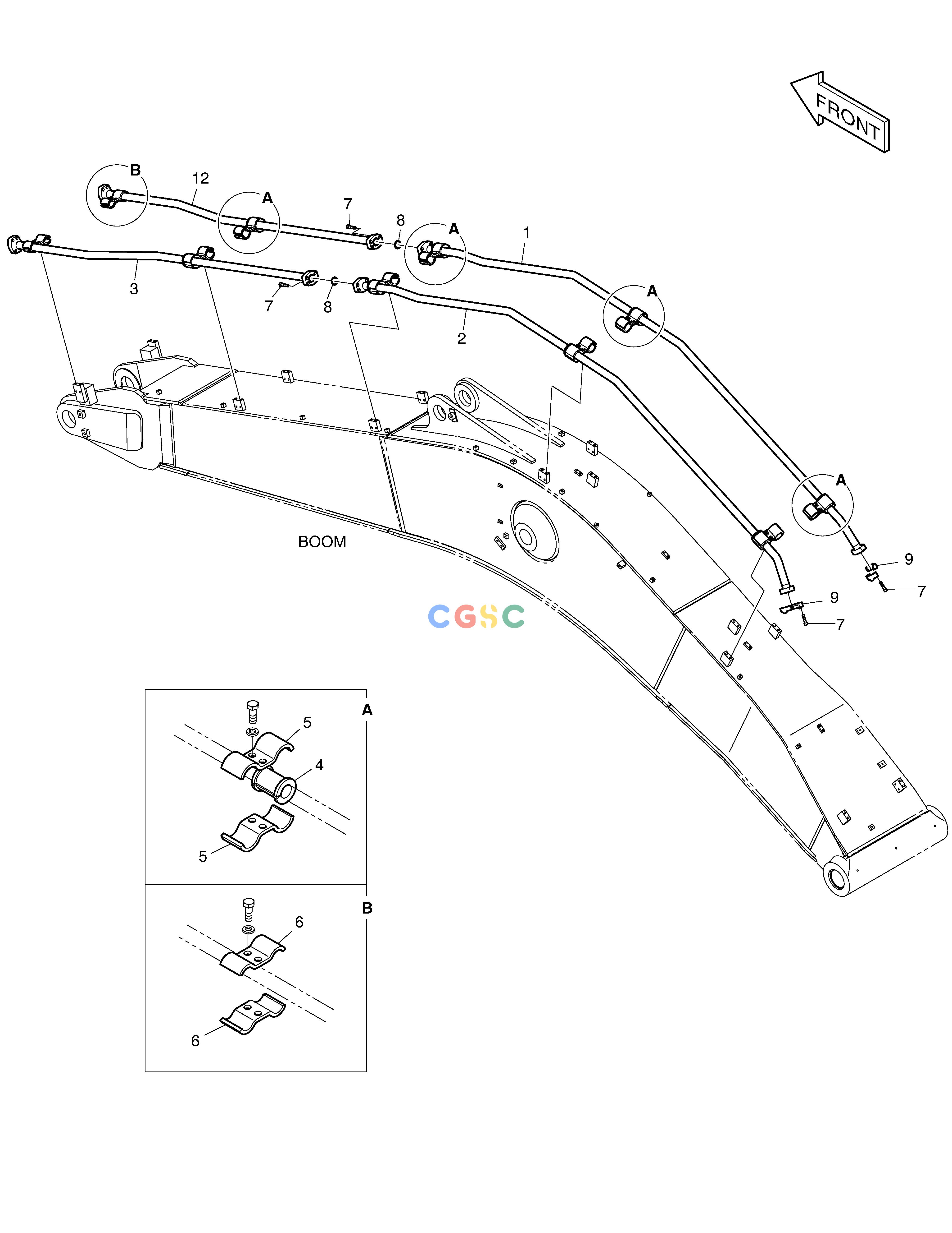 斗山零件查询BOOM PIPING - ONE & TWO WAY DX380LC-3(OCEANIA) Doosan parts catalog online