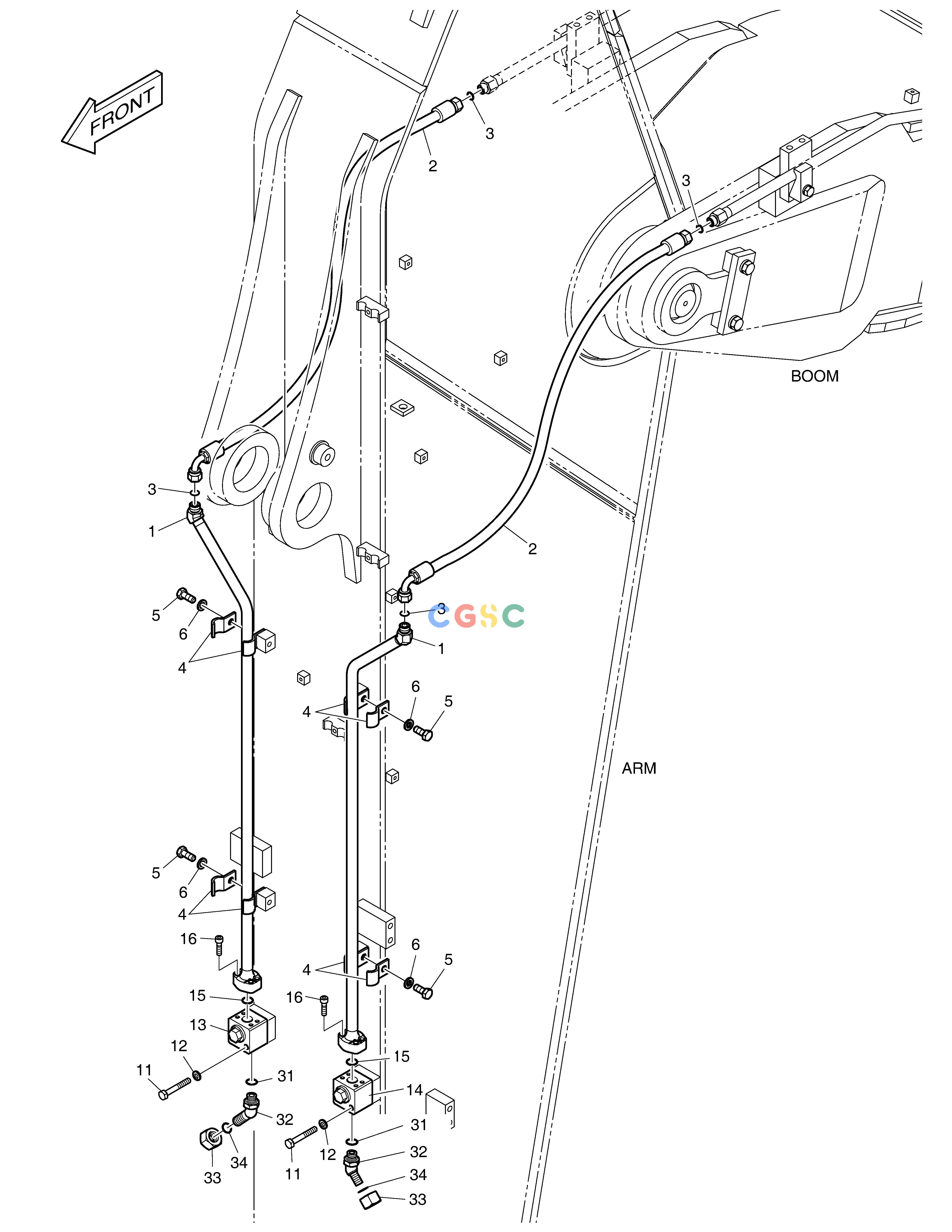 斗山零件查询ARM PIPING - ROTATING(ARM 3.2m) DX380LC-3(OCEANIA) Doosan parts catalog online