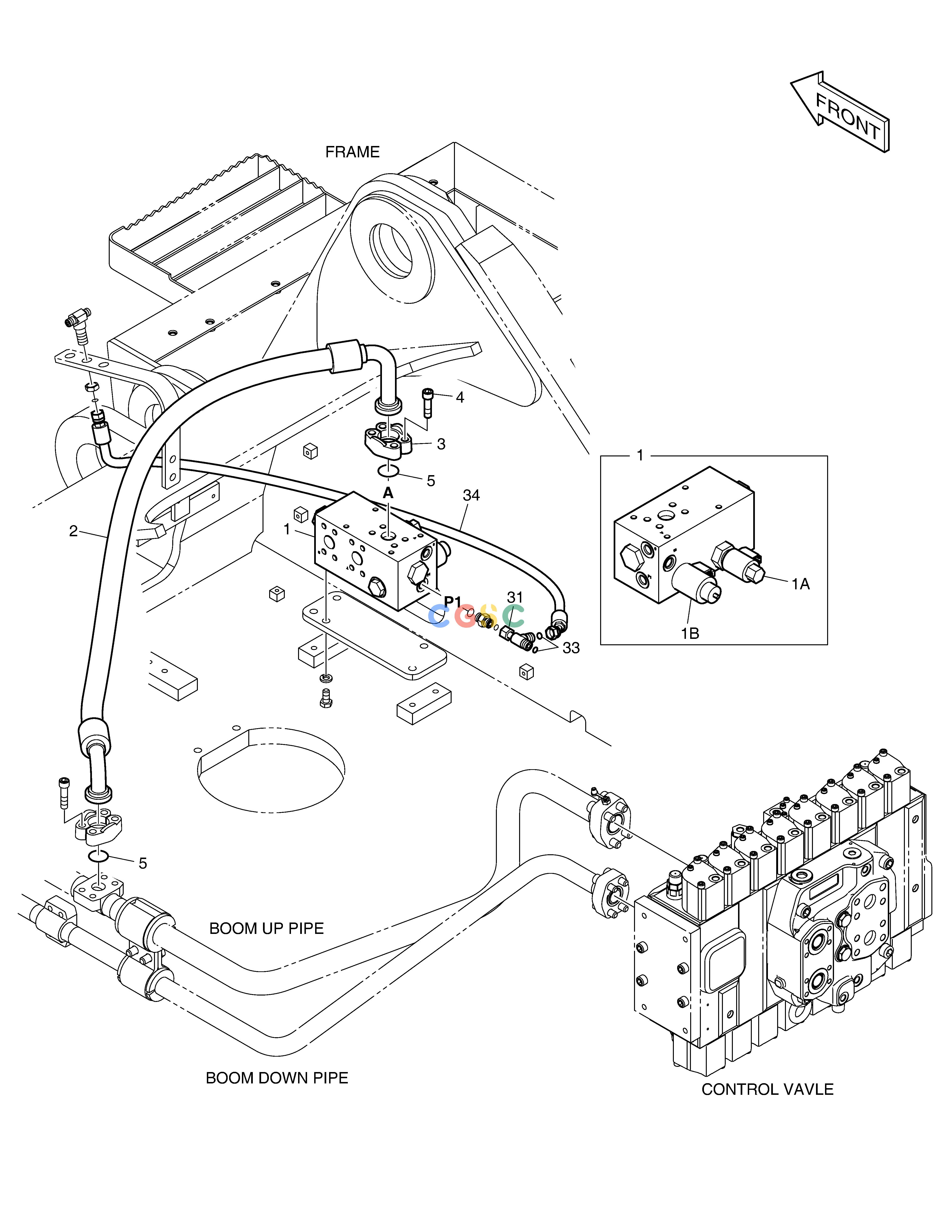 斗山零件查询MAIN PIPING - BOOM FLOATING(LOCK V/V) DX380LC-3(OCEANIA) Doosan parts catalog online