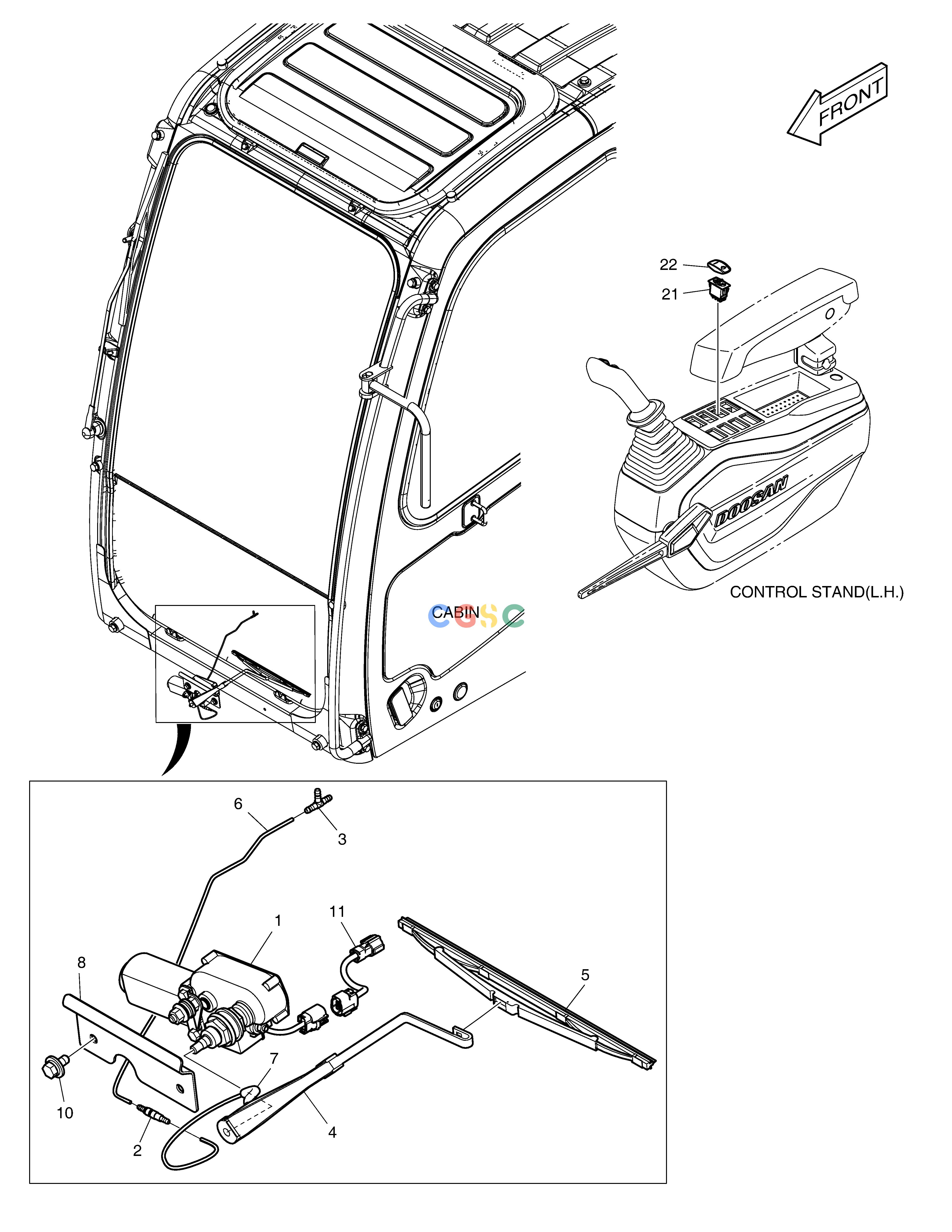 斗山零件查询LOWER WIPER DX380LC-3(OCEANIA) Doosan parts catalog online