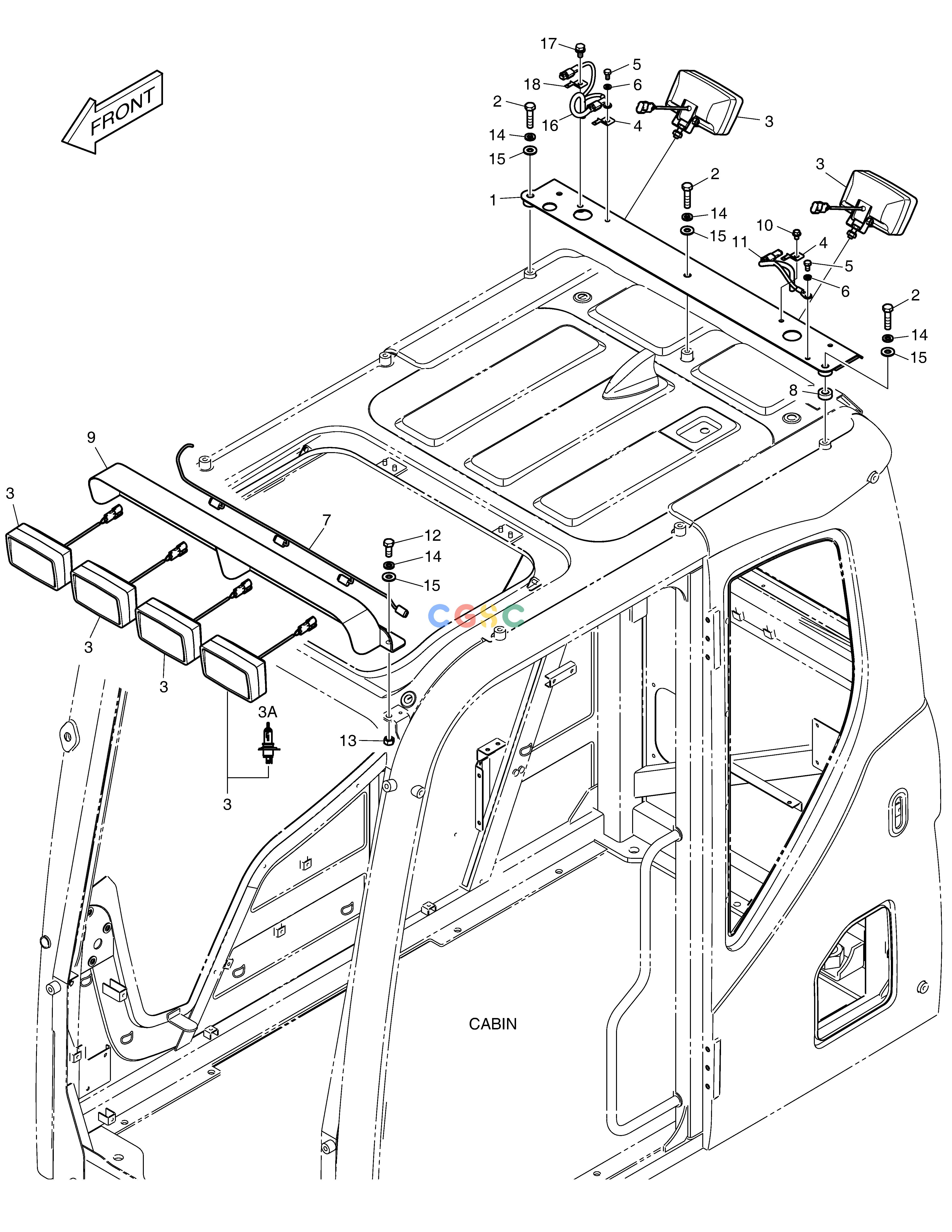 斗山零件查询WORKING LAMP - 6 LAMP DX380LC-3(OCEANIA) Doosan parts catalog online
